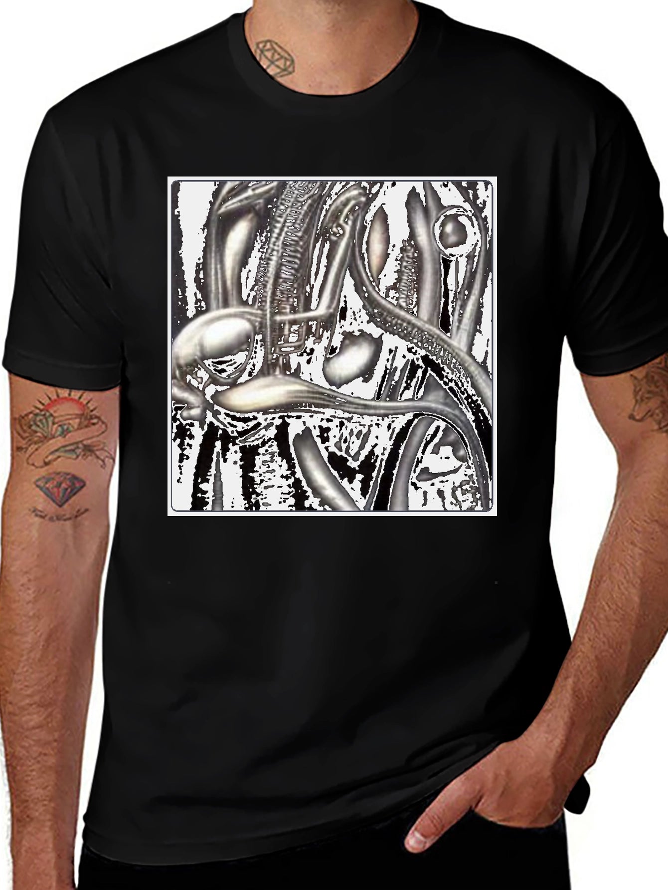 HR Giger Biomechanical Art Black T-Shirt