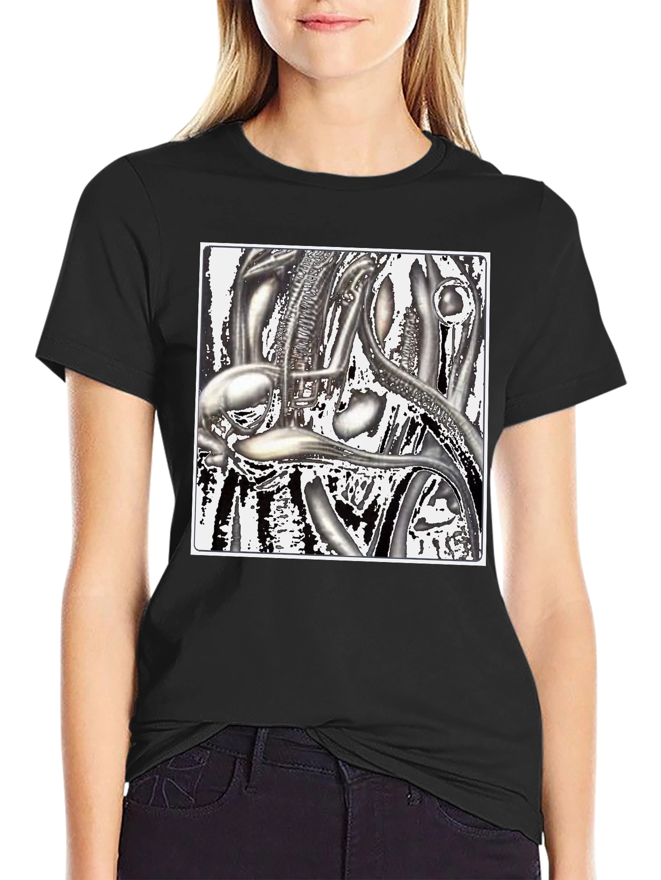 HR Giger Biomechanical Art Black T-Shirt