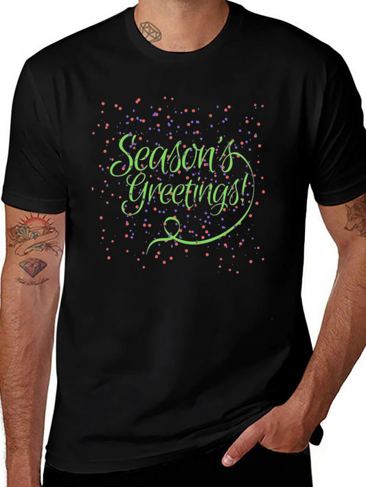 Seasons Greetings Black Graphic T-Shirt