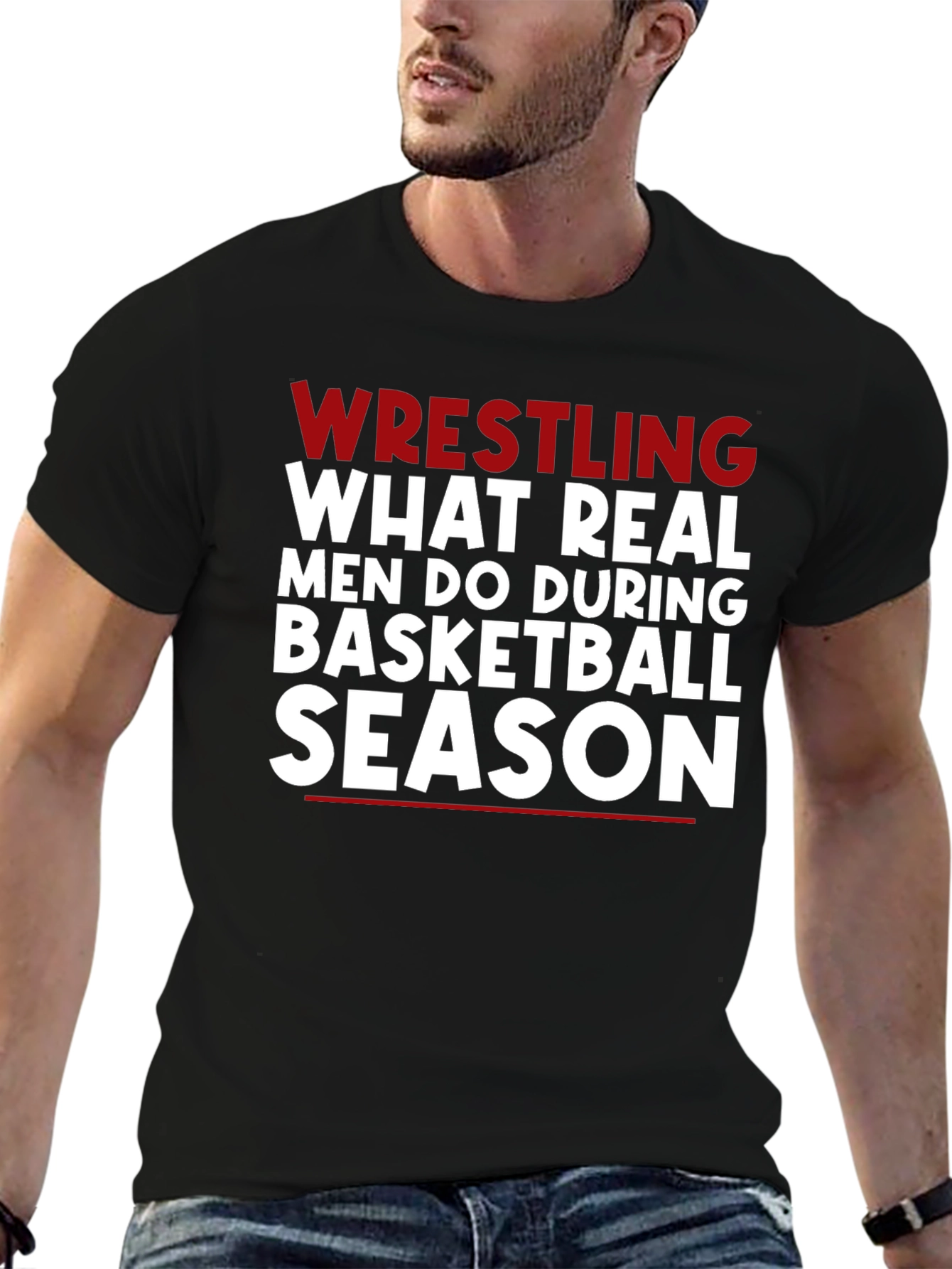 Wrestling Season Black Graphic Tee Shirt