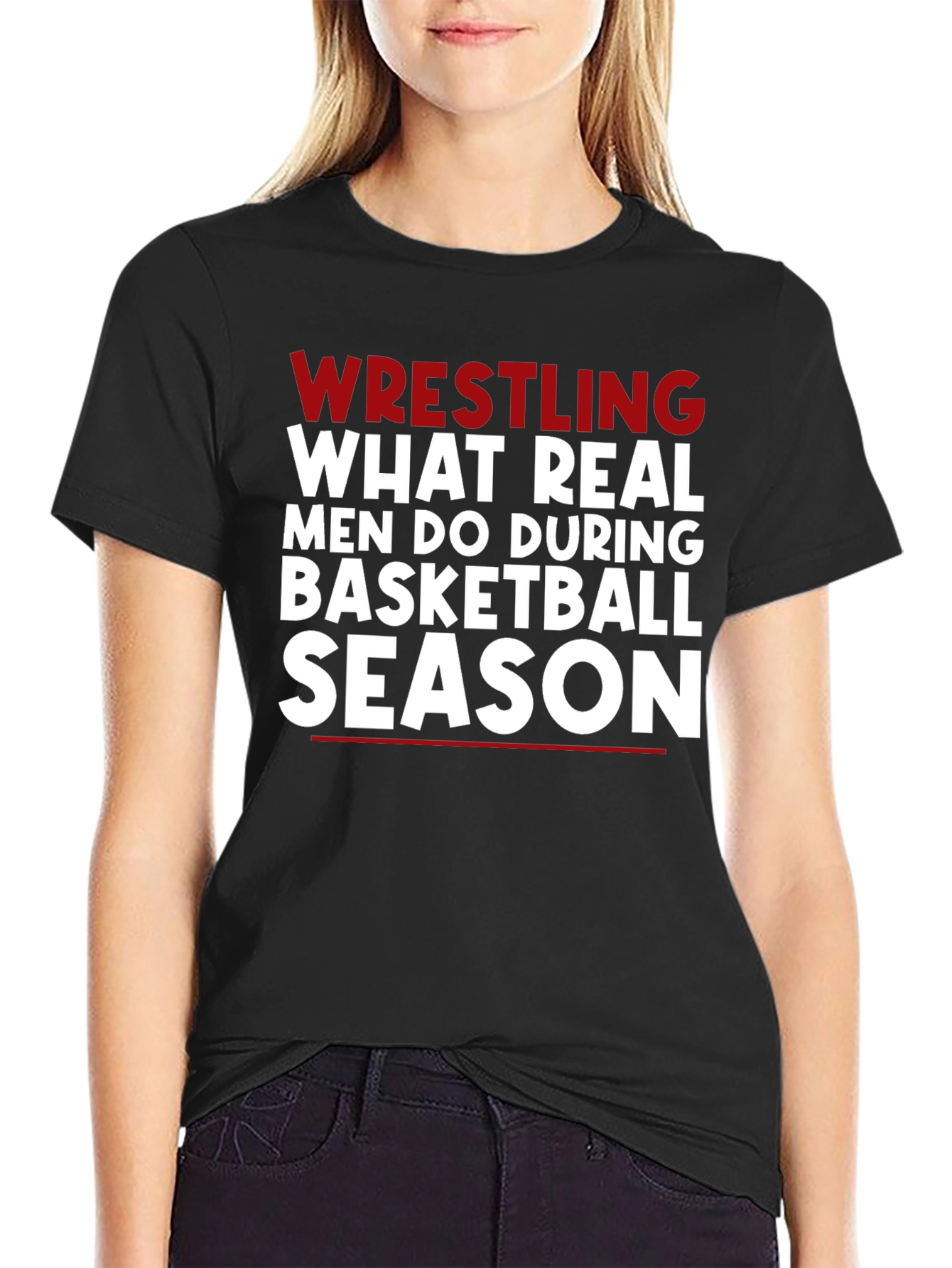 Wrestling Season Black Graphic Tee Shirt