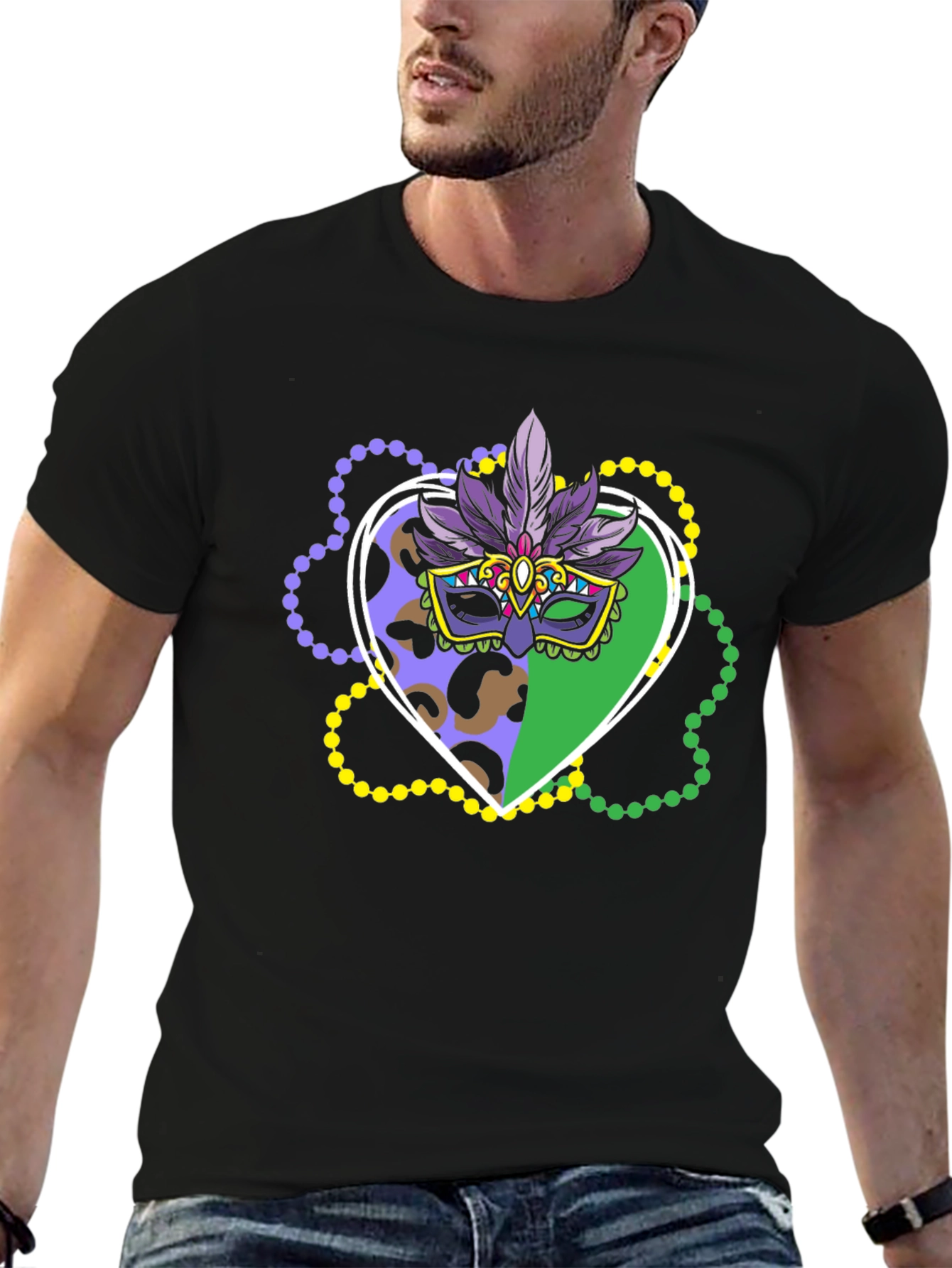Mardi Gras Mask T-Shirt - Festive Carnival Apparel