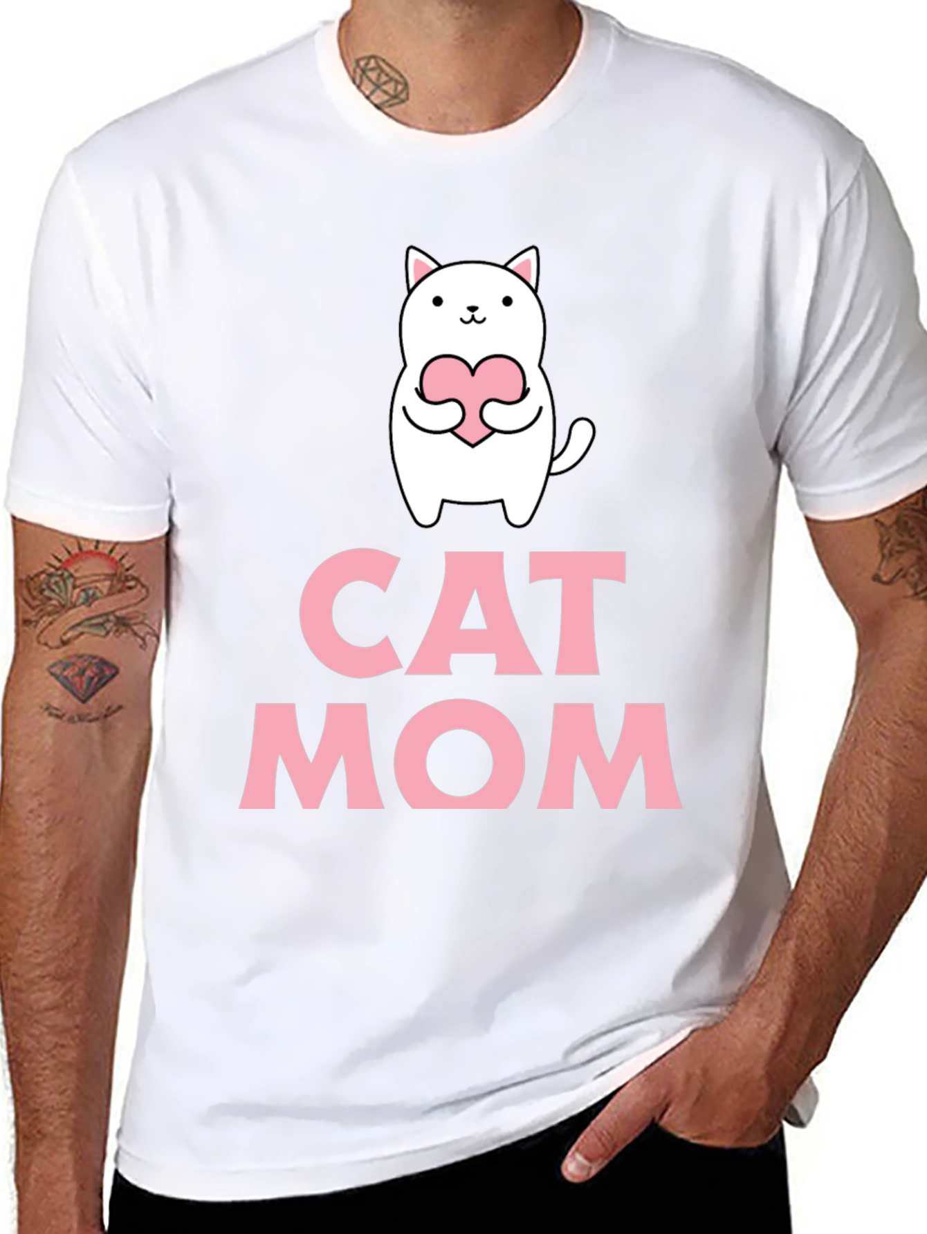 Cat Mom T-Shirt - Cute Cat Heart Graphic