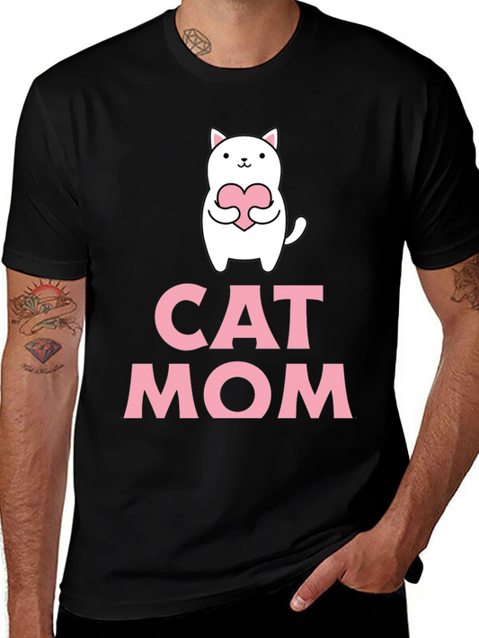 Cat Mom T-Shirt - Cute Cat Heart Graphic