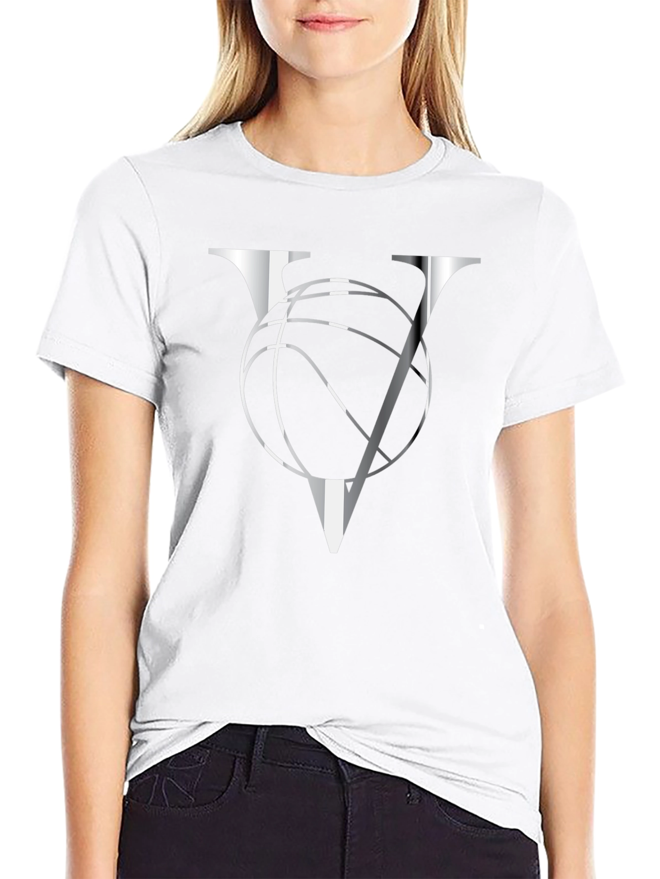 Basketball V Graphic Tee - Black Cotton T-Shirt