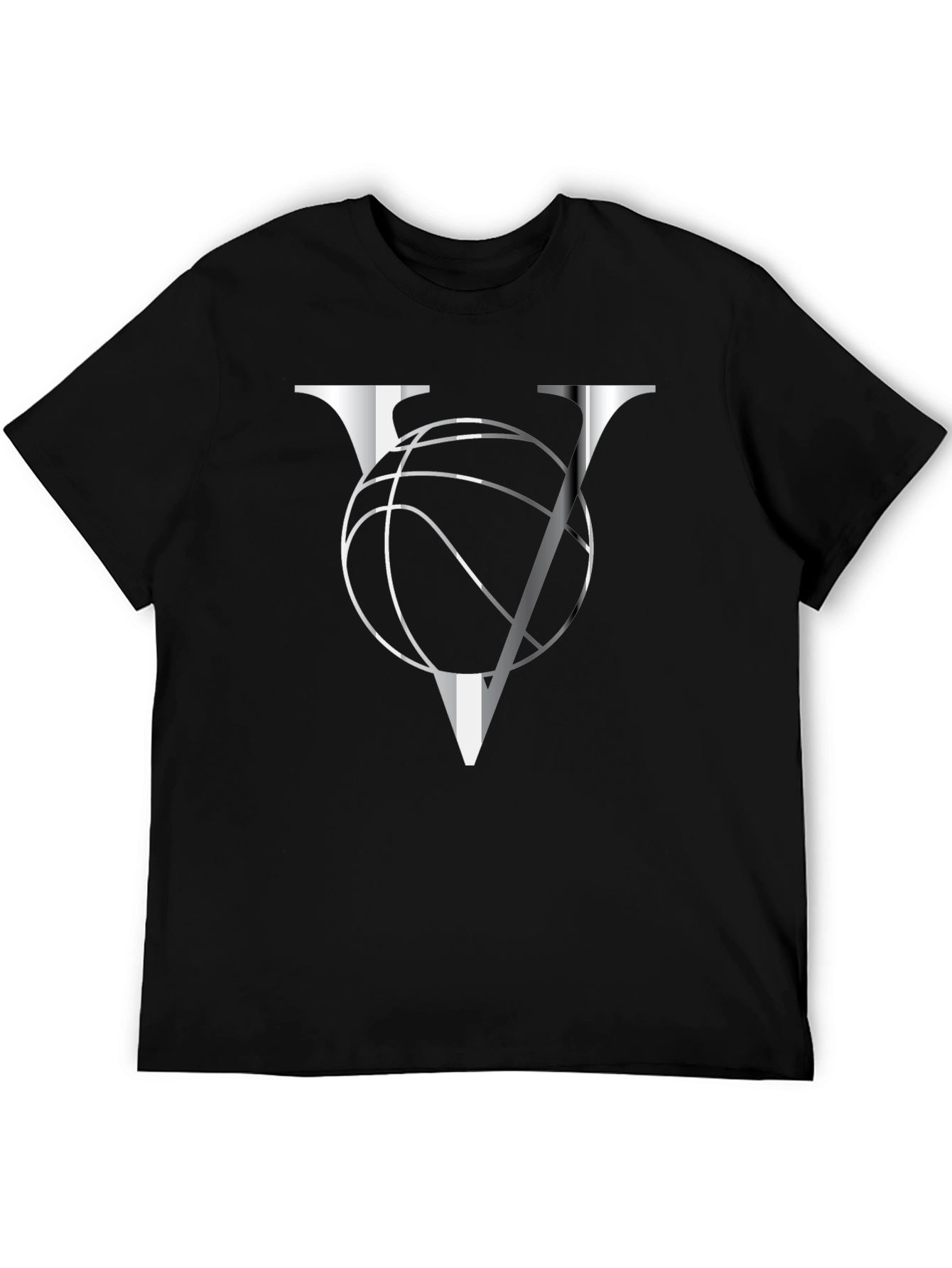 Basketball V Graphic Tee - Black Cotton T-Shirt
