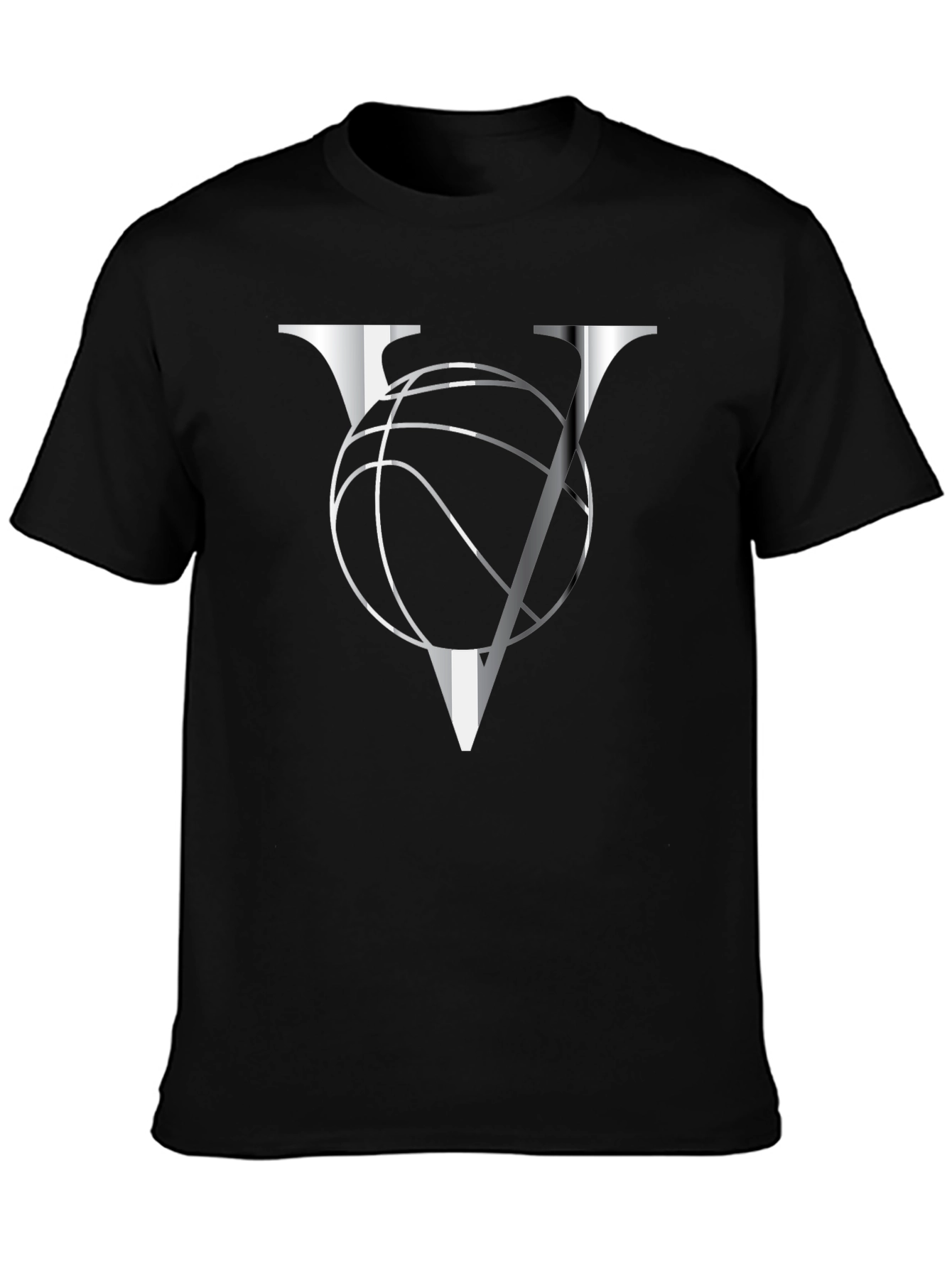 Basketball V Graphic Tee - Black Cotton T-Shirt