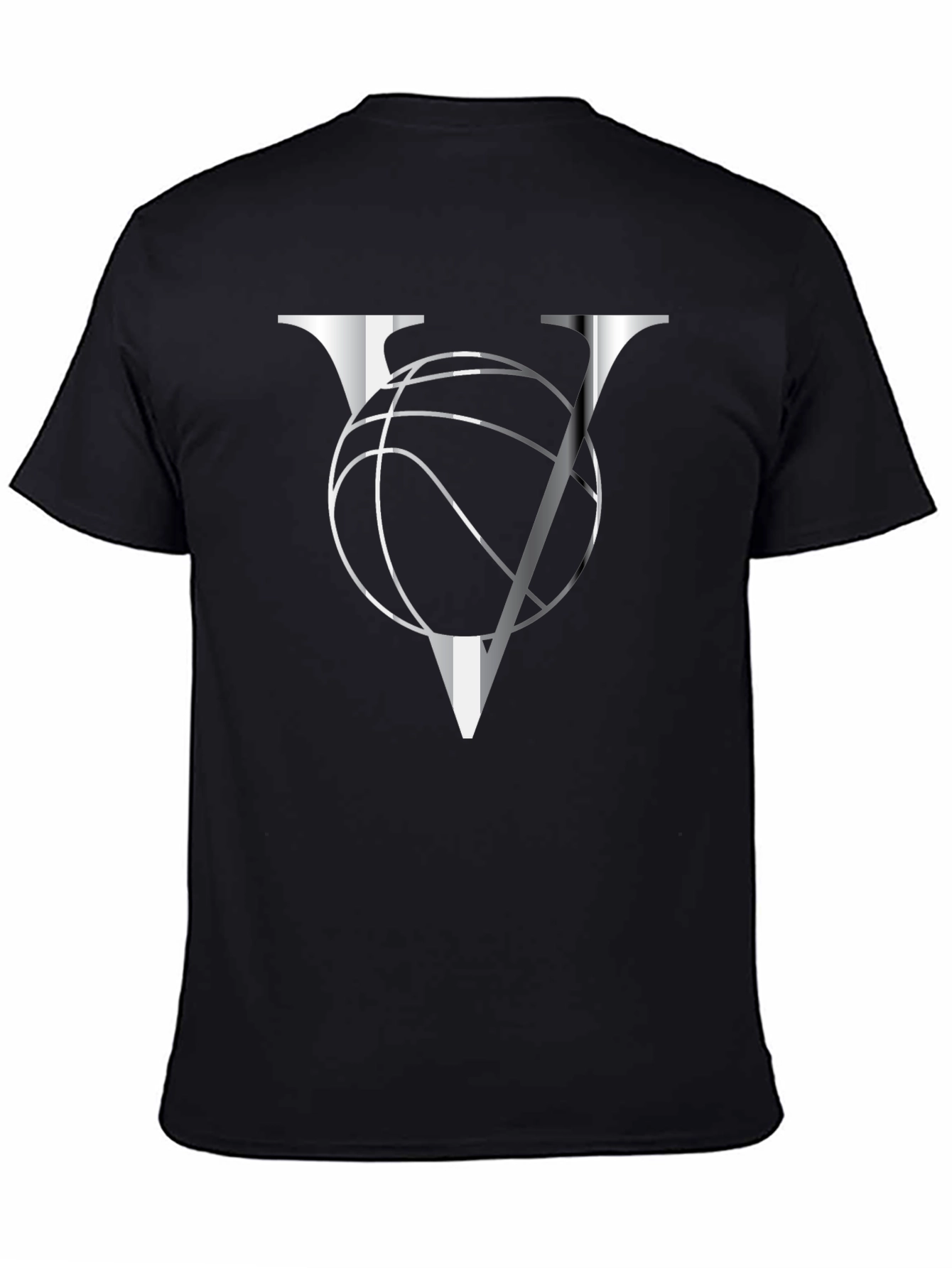 Basketball V Graphic Tee - Black Cotton T-Shirt