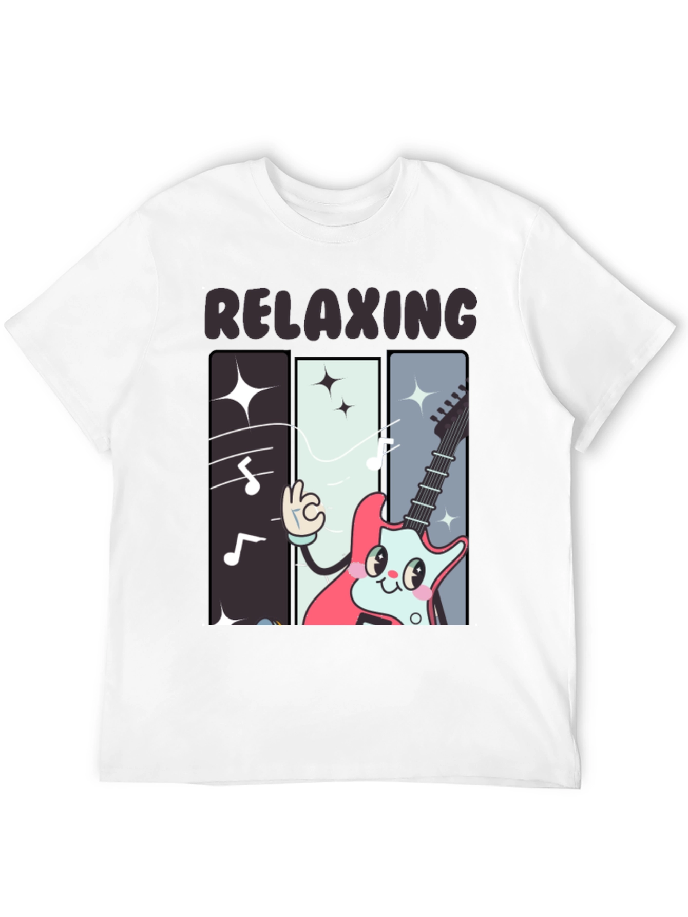 Relaxing Guitar Cartoon Graphic T-Shirt