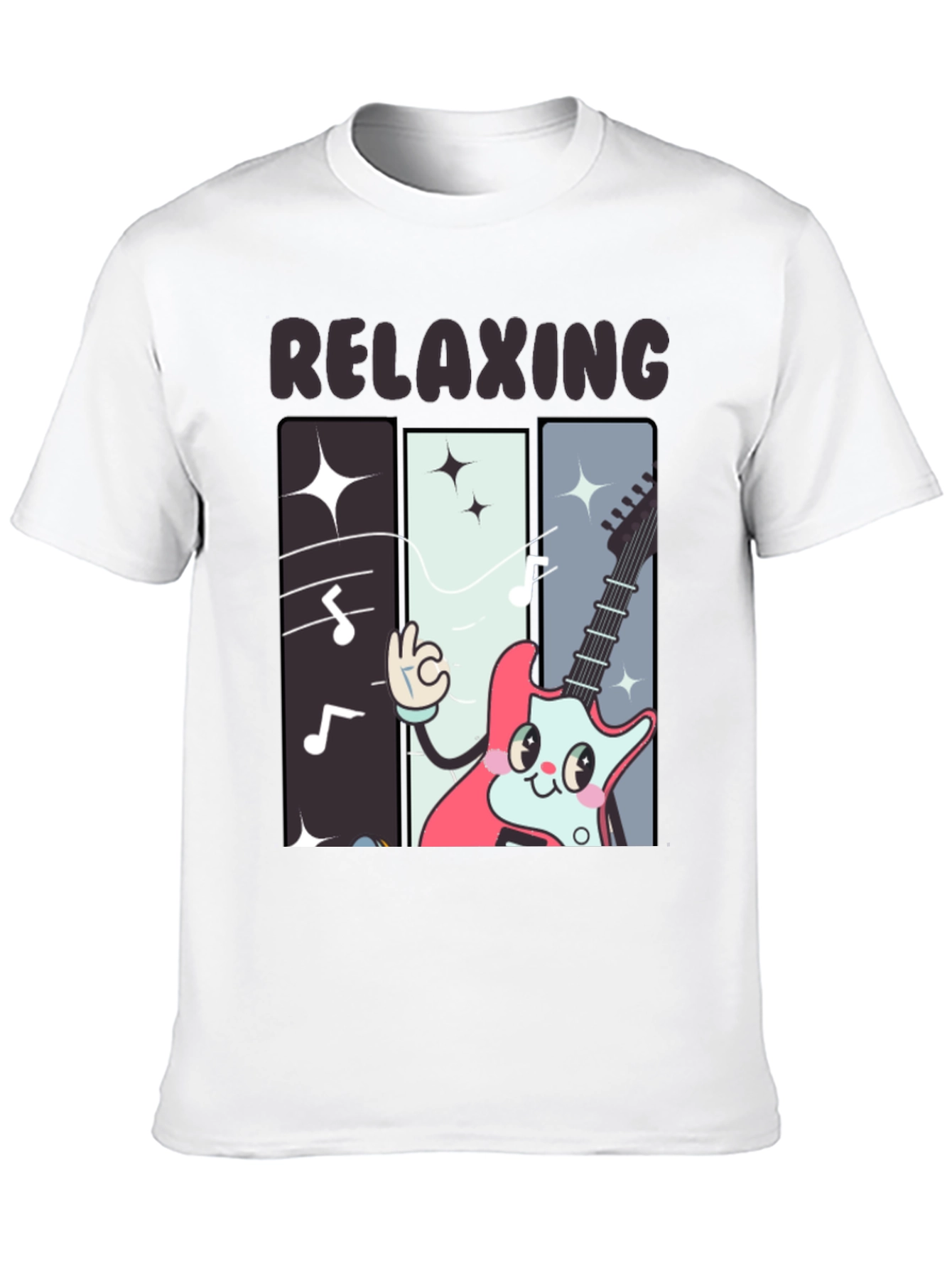 Relaxing Guitar Cartoon Graphic T-Shirt