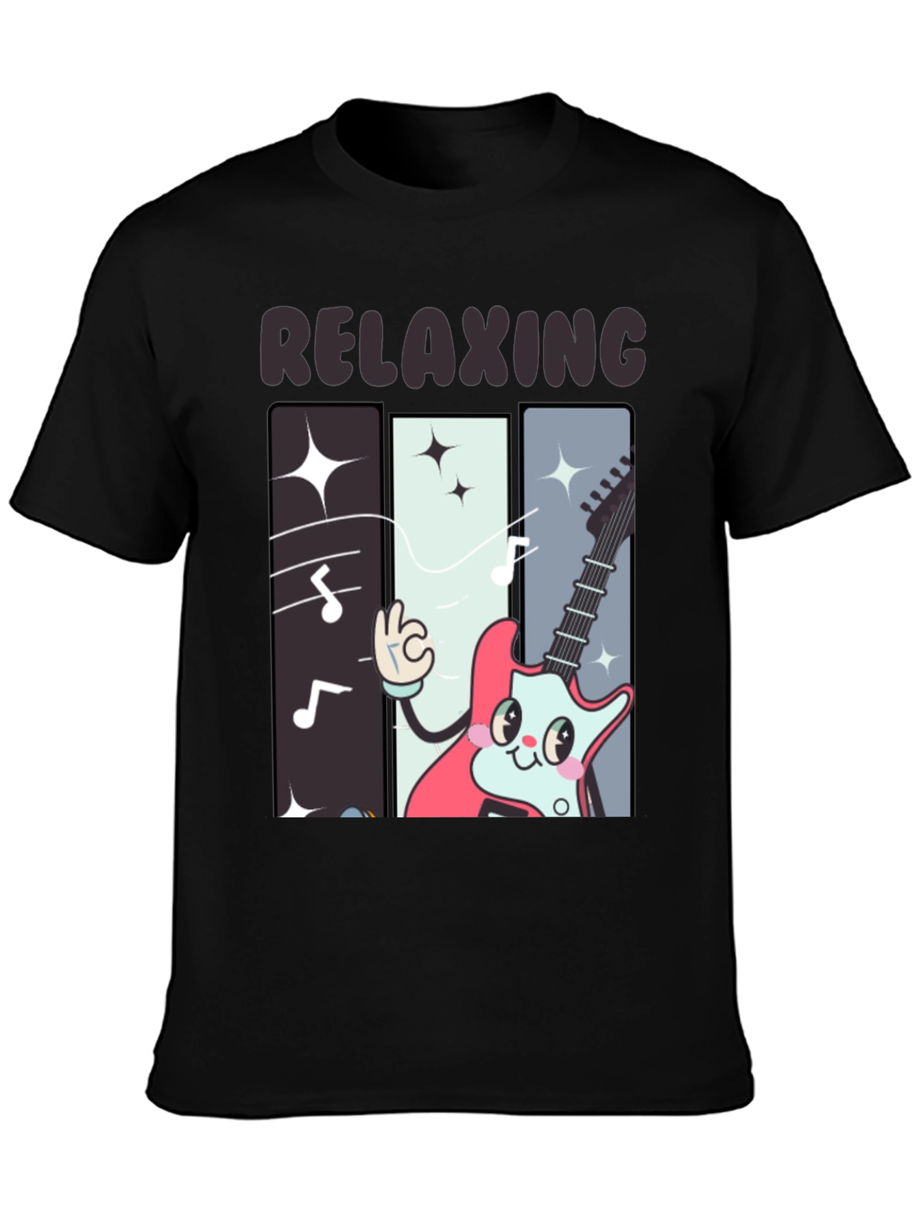 Relaxing Guitar Cartoon Graphic T-Shirt