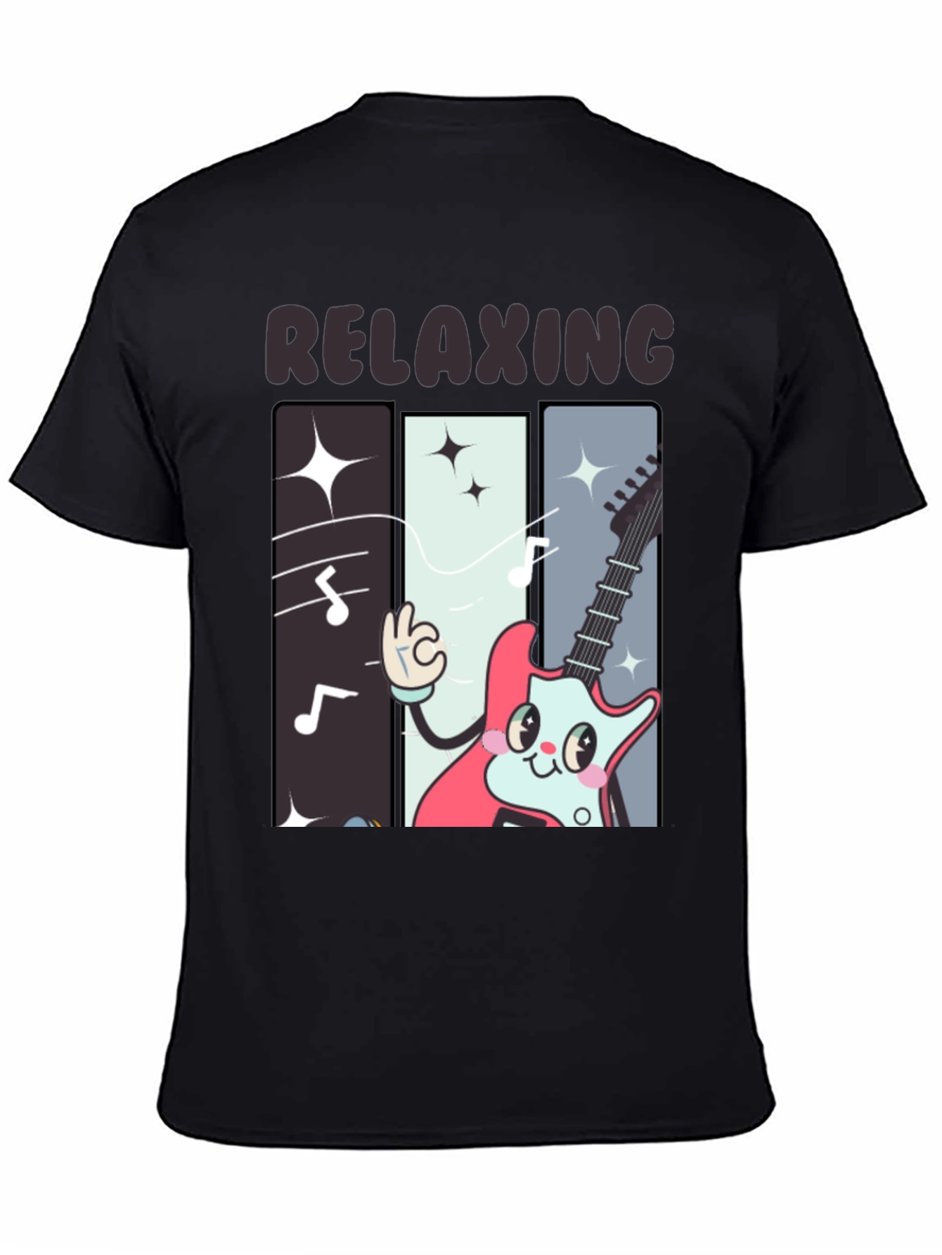 Relaxing Guitar Cartoon Graphic T-Shirt