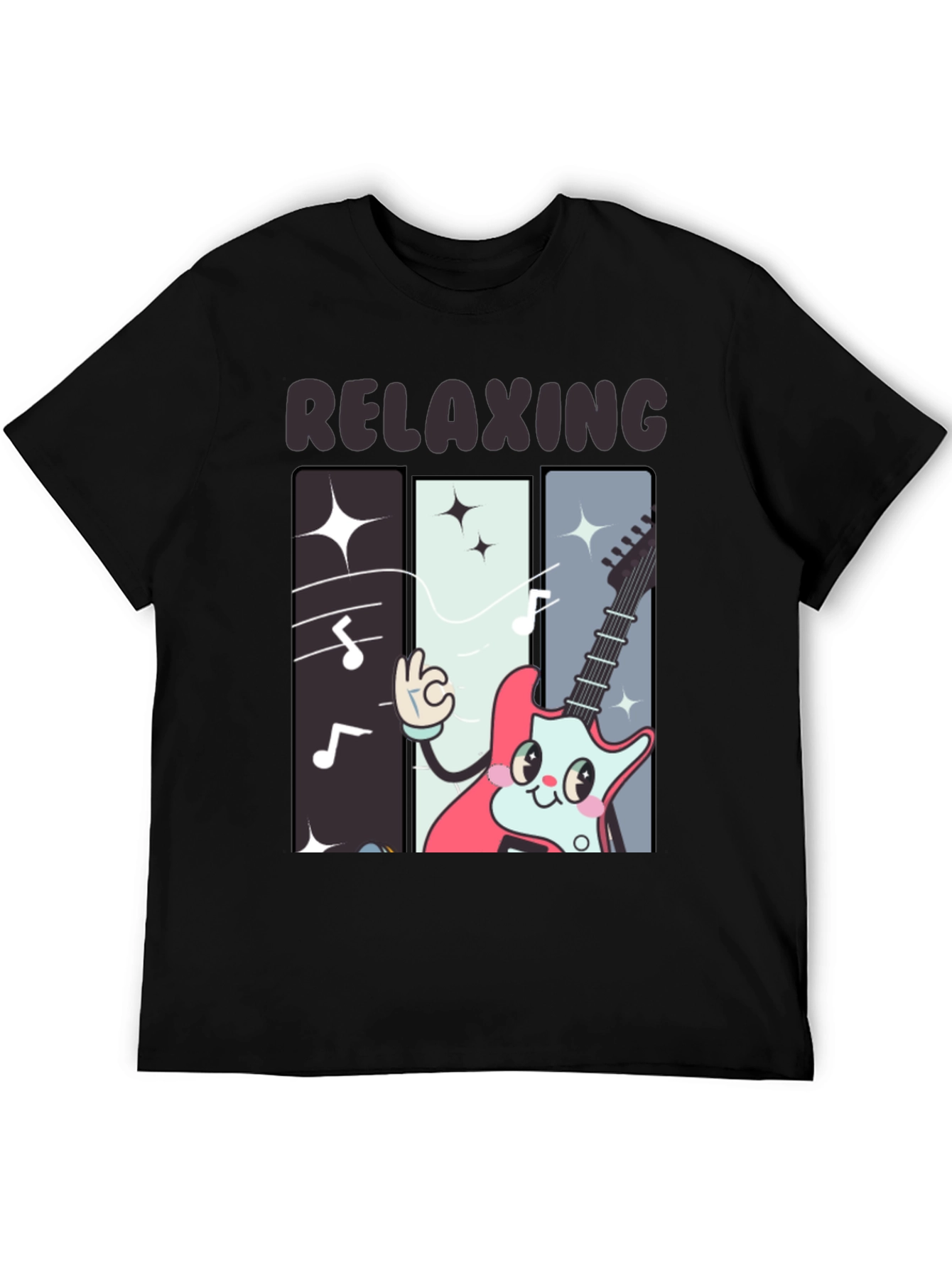 Relaxing Guitar Cartoon Graphic T-Shirt