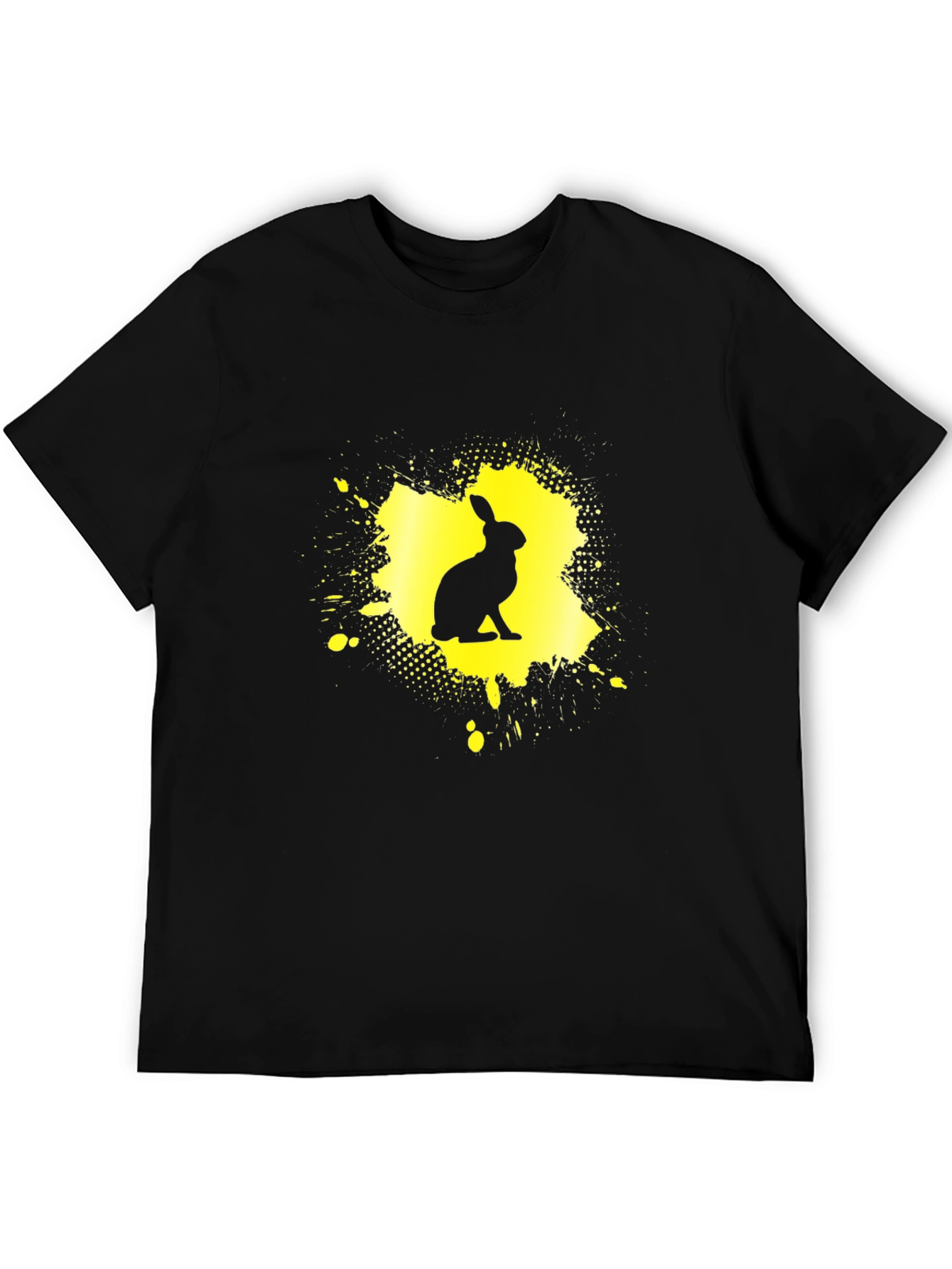 Rabbit Silhouette Graphic Tee - Black Cotton Blend