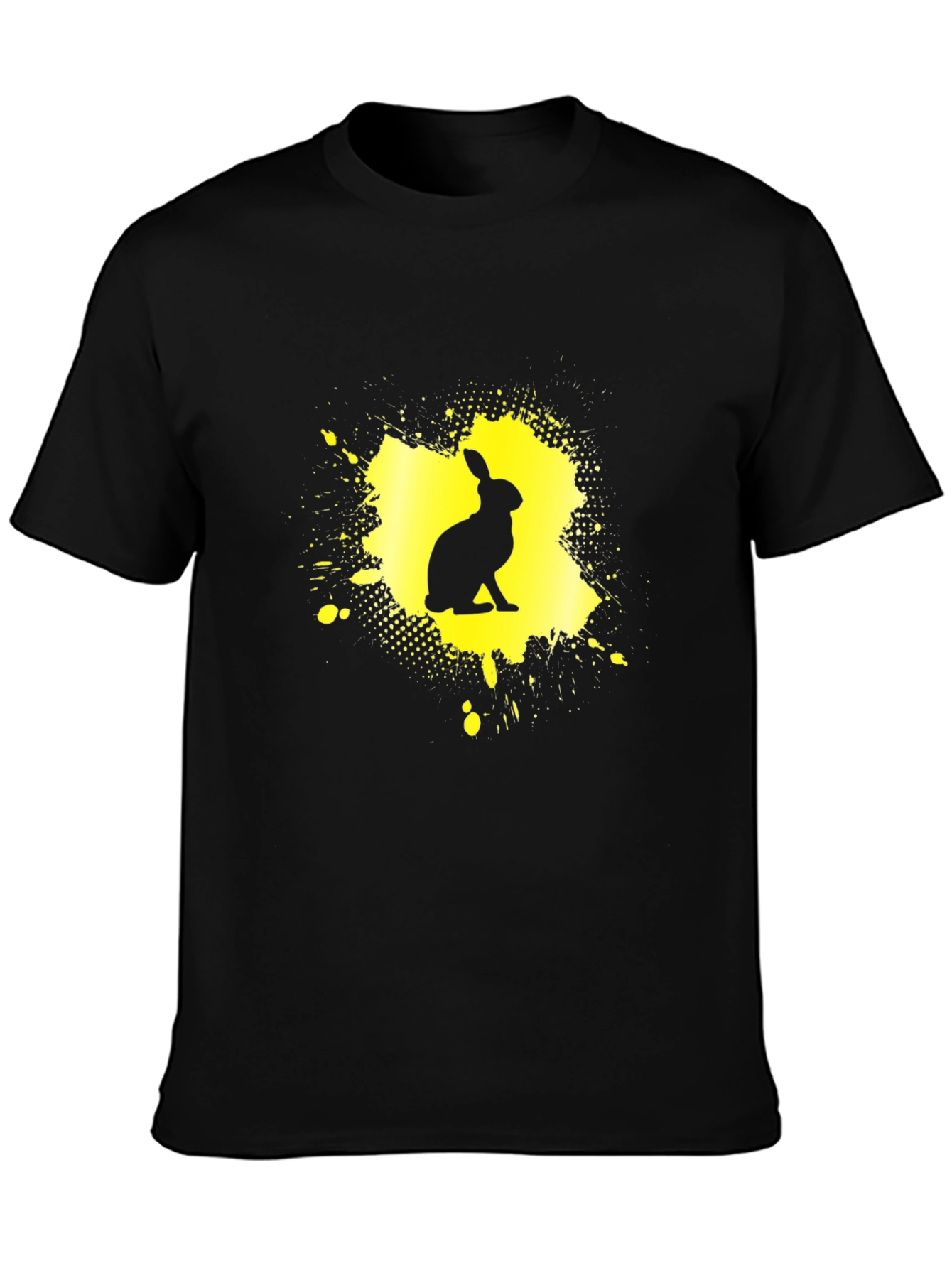 Rabbit Silhouette Graphic Tee - Black Cotton Blend