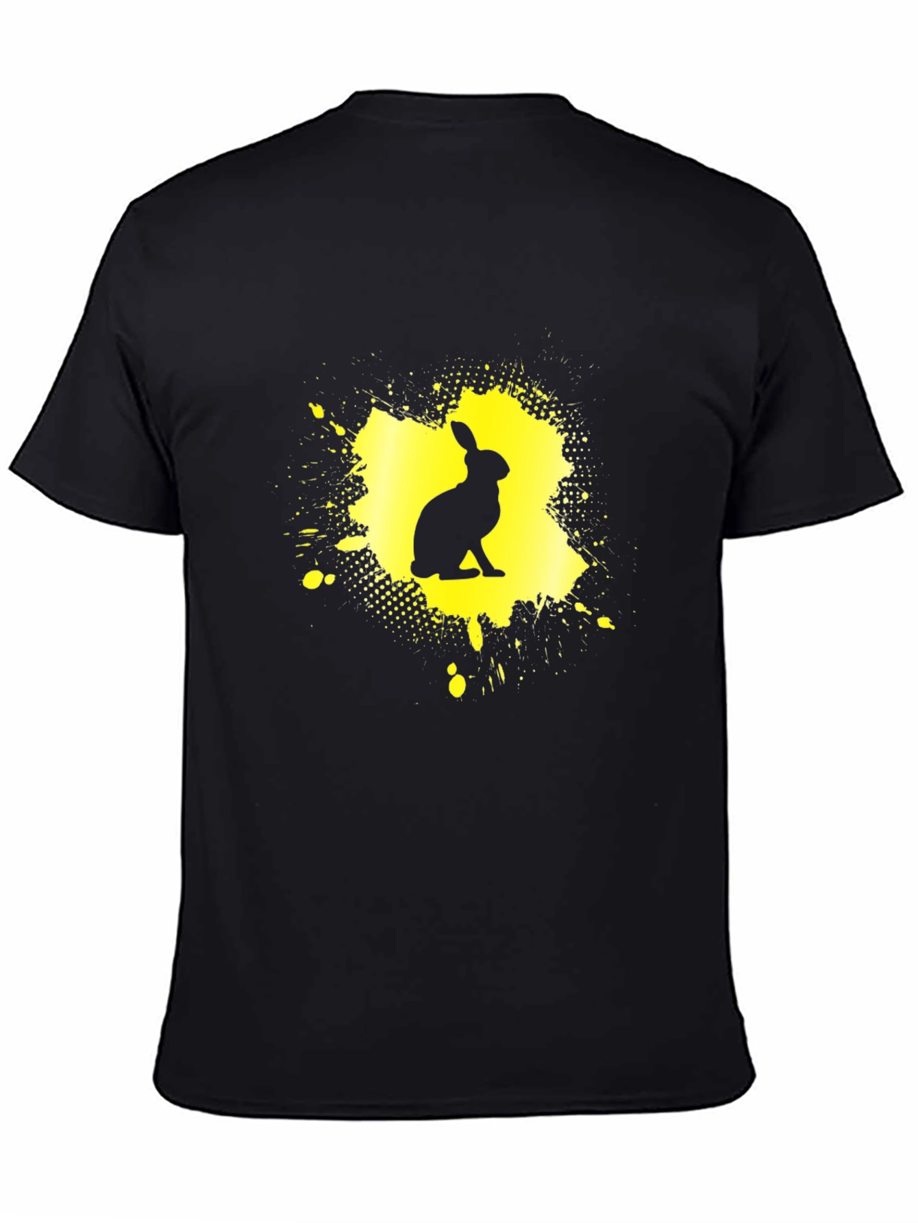 Rabbit Silhouette Graphic Tee - Black Cotton Blend