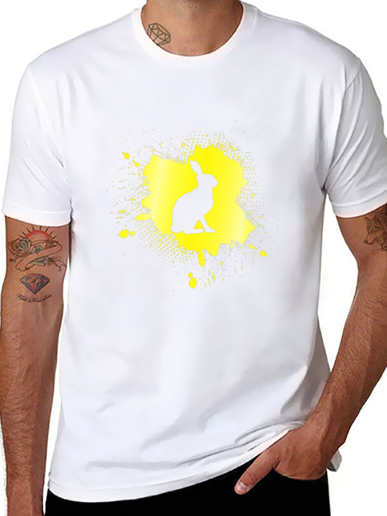 Rabbit Silhouette Graphic Tee - Black Cotton Blend
