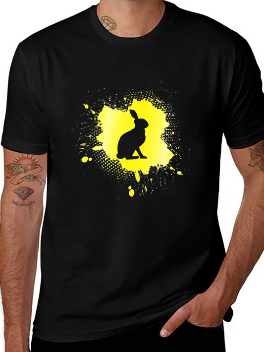 Rabbit Silhouette Graphic Tee - Black Cotton Blend