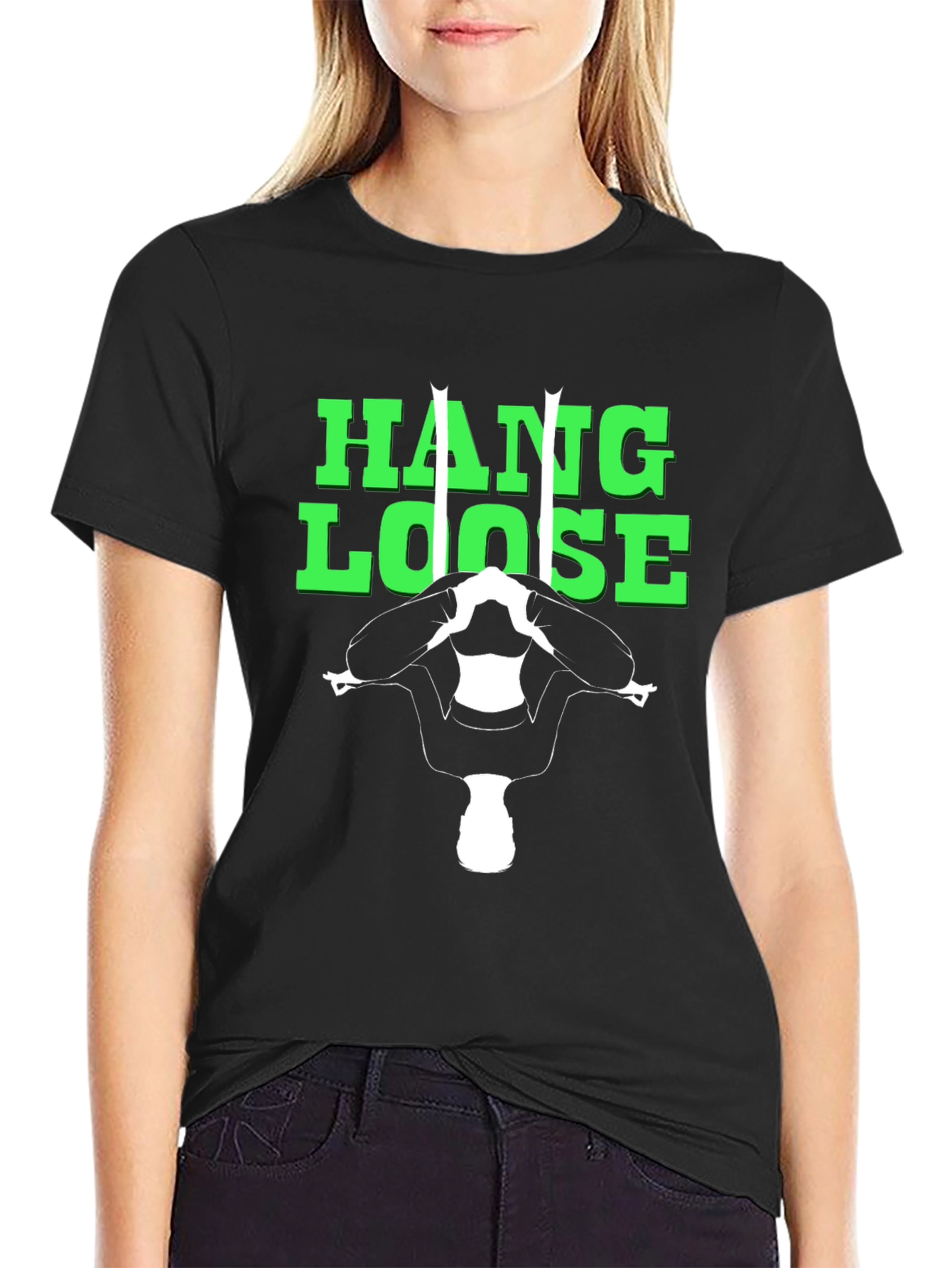 Hang Loose Gymnast Graphic Tee - Black