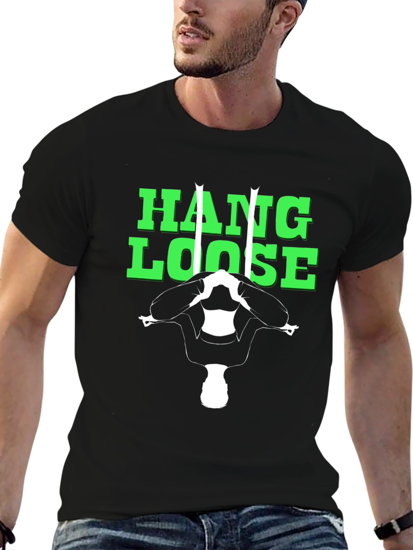 Hang Loose Gymnast Graphic Tee - Black