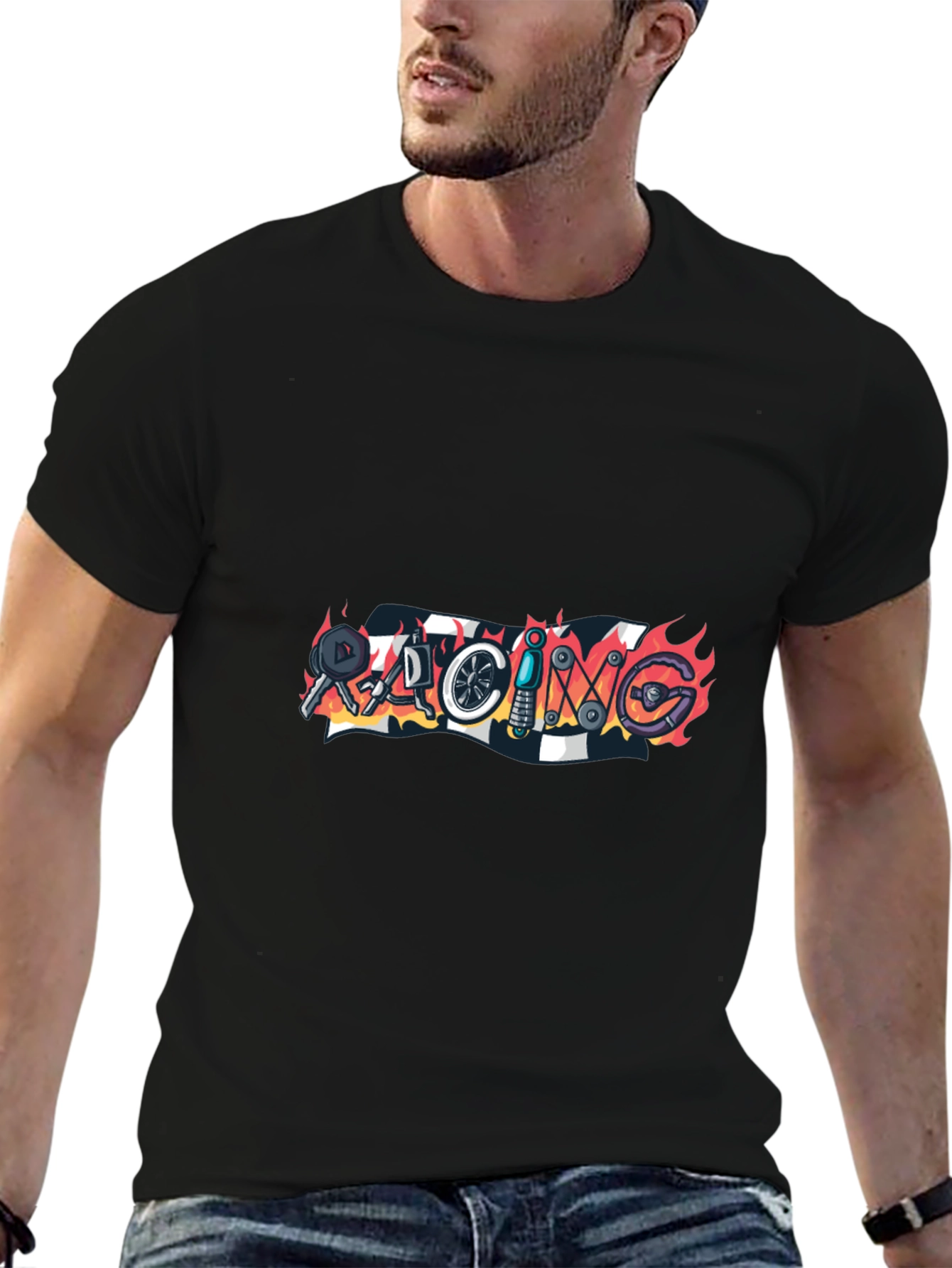Racing Graphic Black T-Shirt