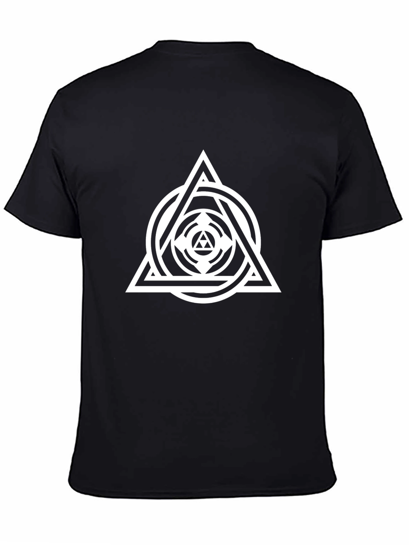 Geometric Triangle Circle Graphic Black T-Shirt