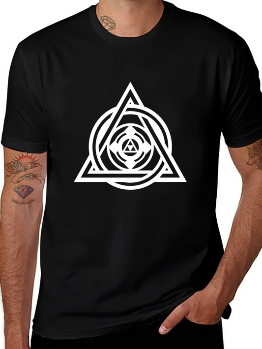 Geometric Triangle Circle Graphic Black T-Shirt