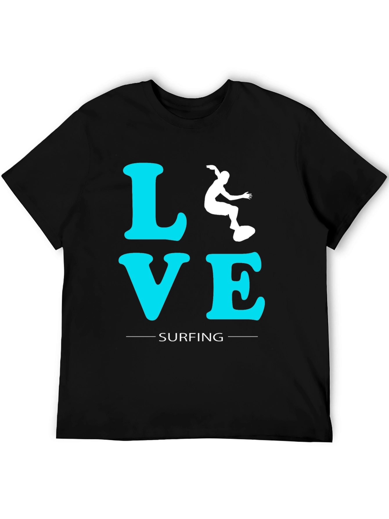 Love Surfing Graphic Tee - Black Cotton T-Shirt