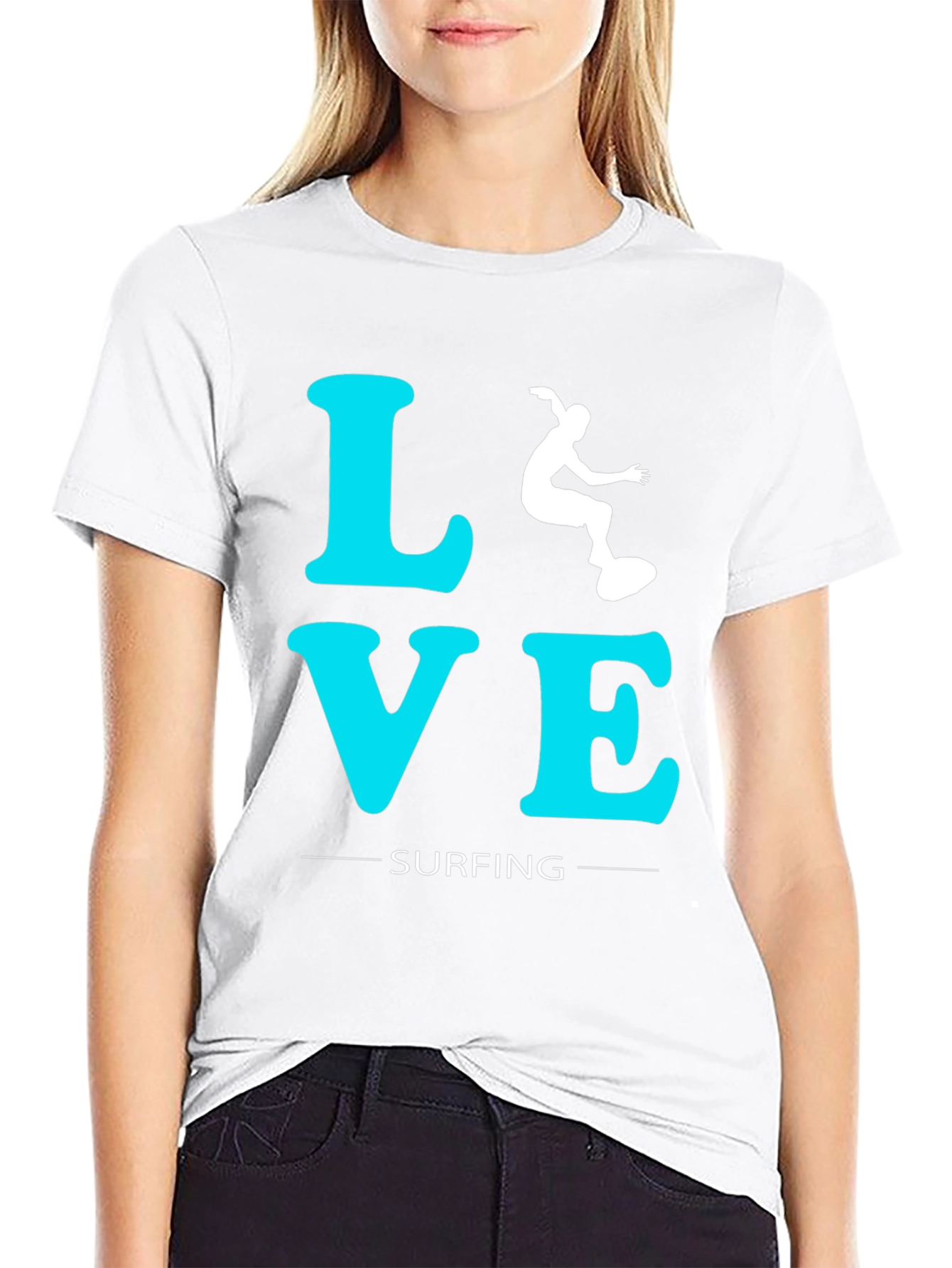 Love Surfing Graphic Tee - Black Cotton T-Shirt