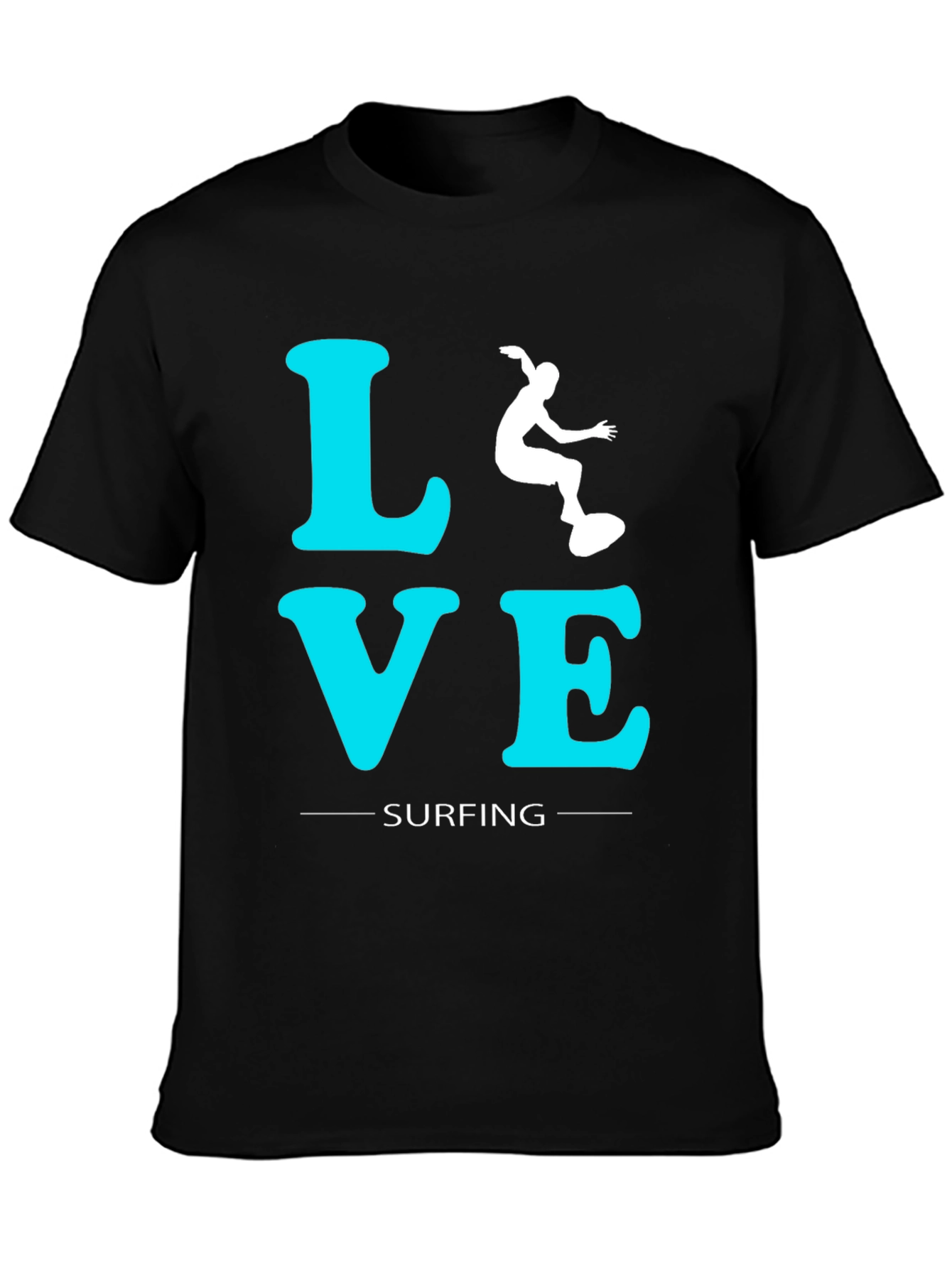 Love Surfing Graphic Tee - Black Cotton T-Shirt