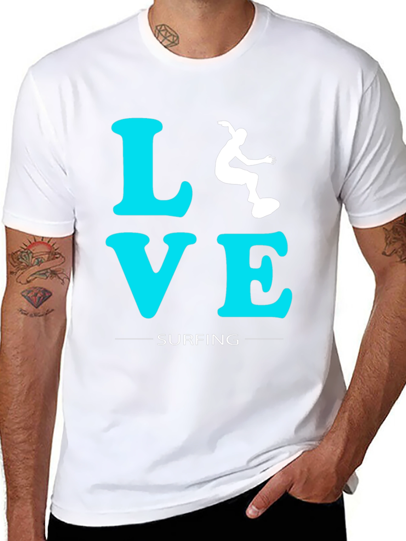 Love Surfing Graphic Tee - Black Cotton T-Shirt