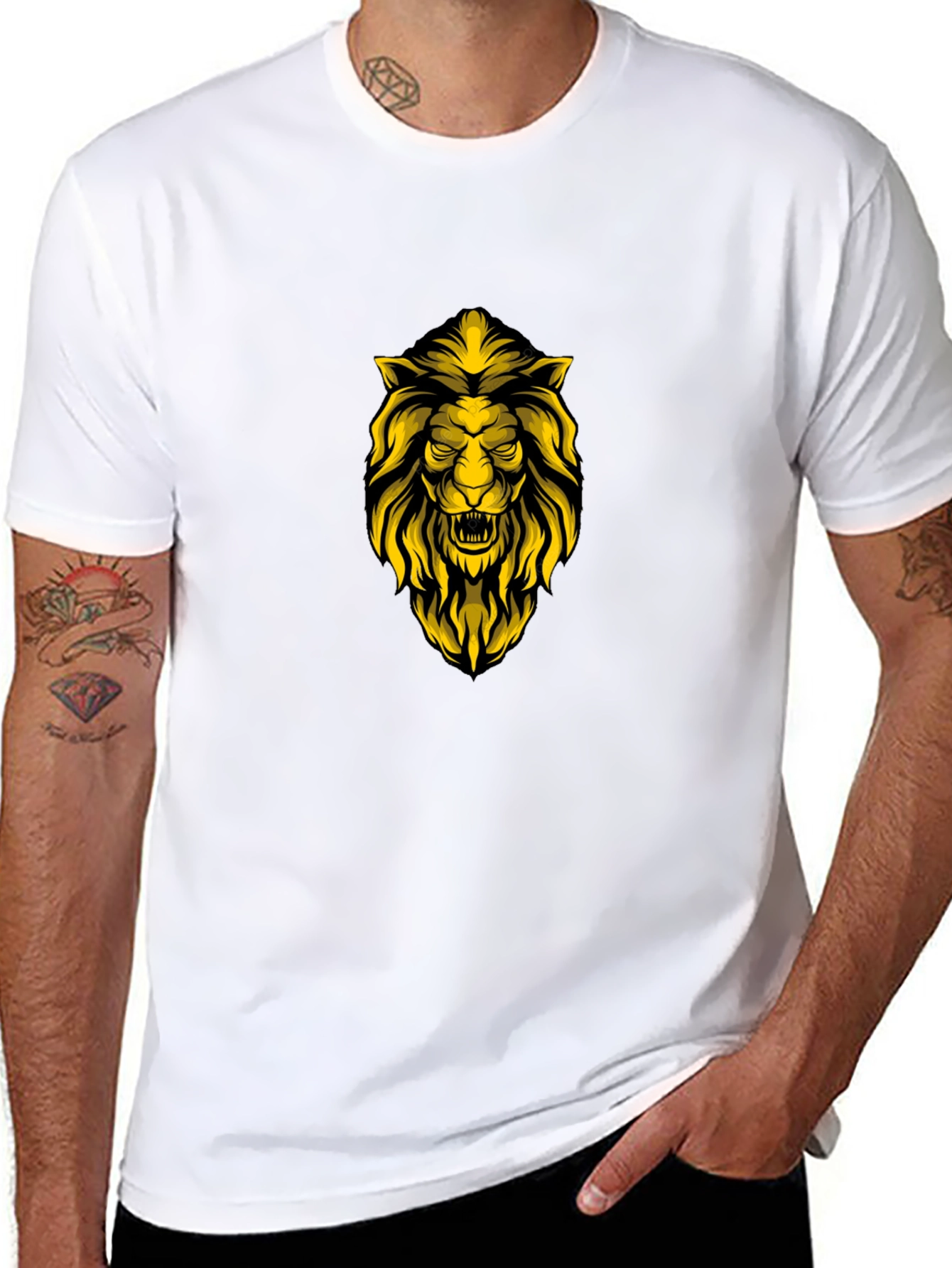 Lion Graphic Print Black T-Shirt