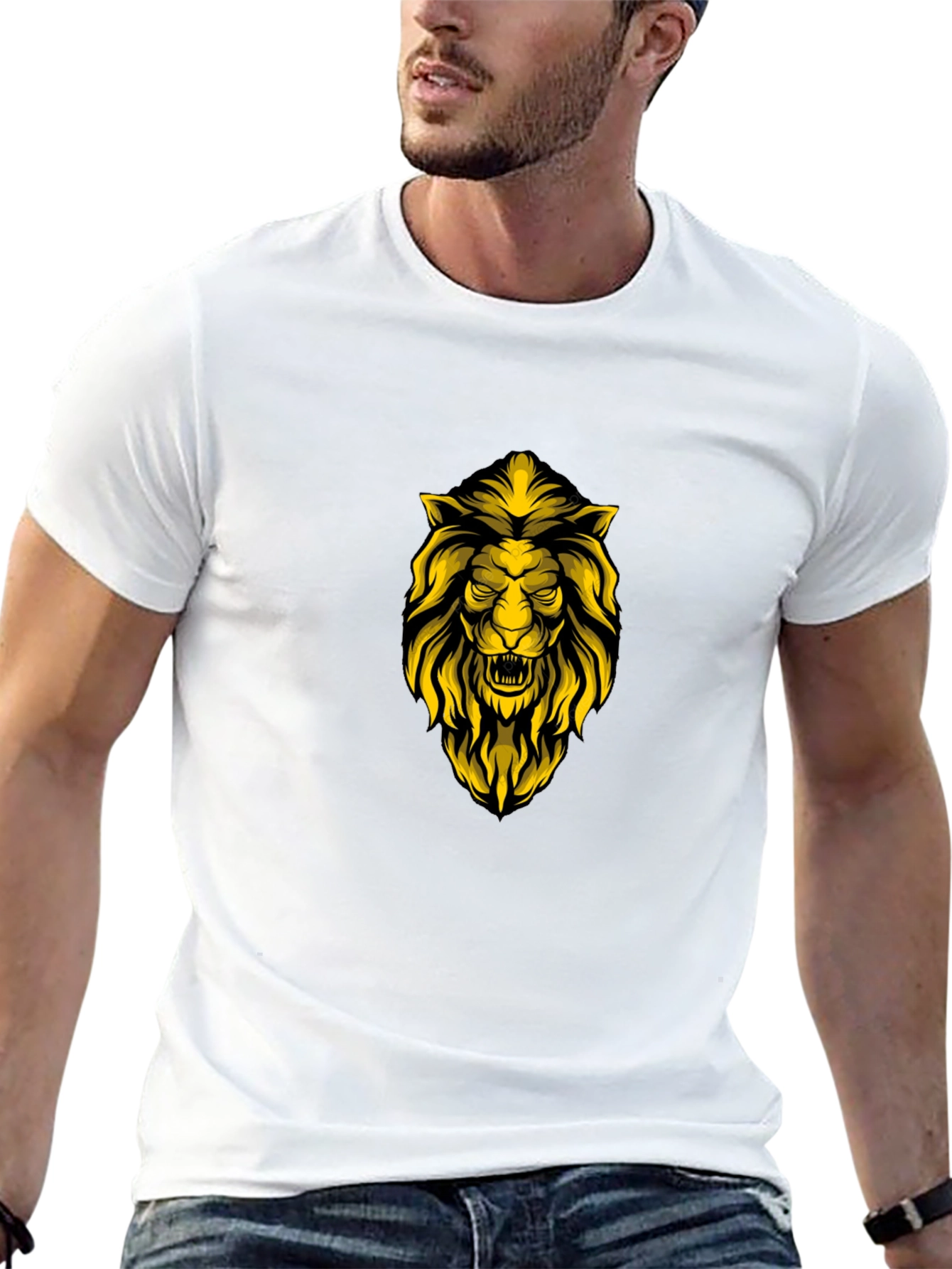 Lion Graphic Print Black T-Shirt