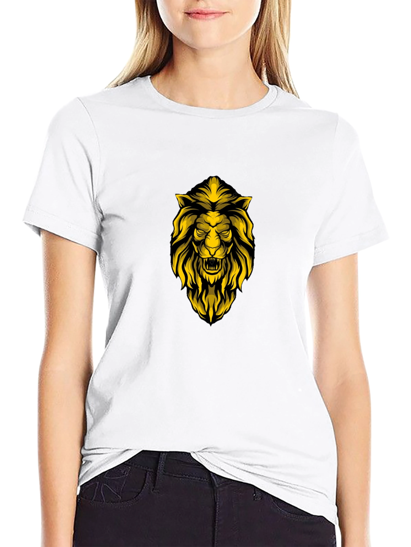 Lion Graphic Print Black T-Shirt