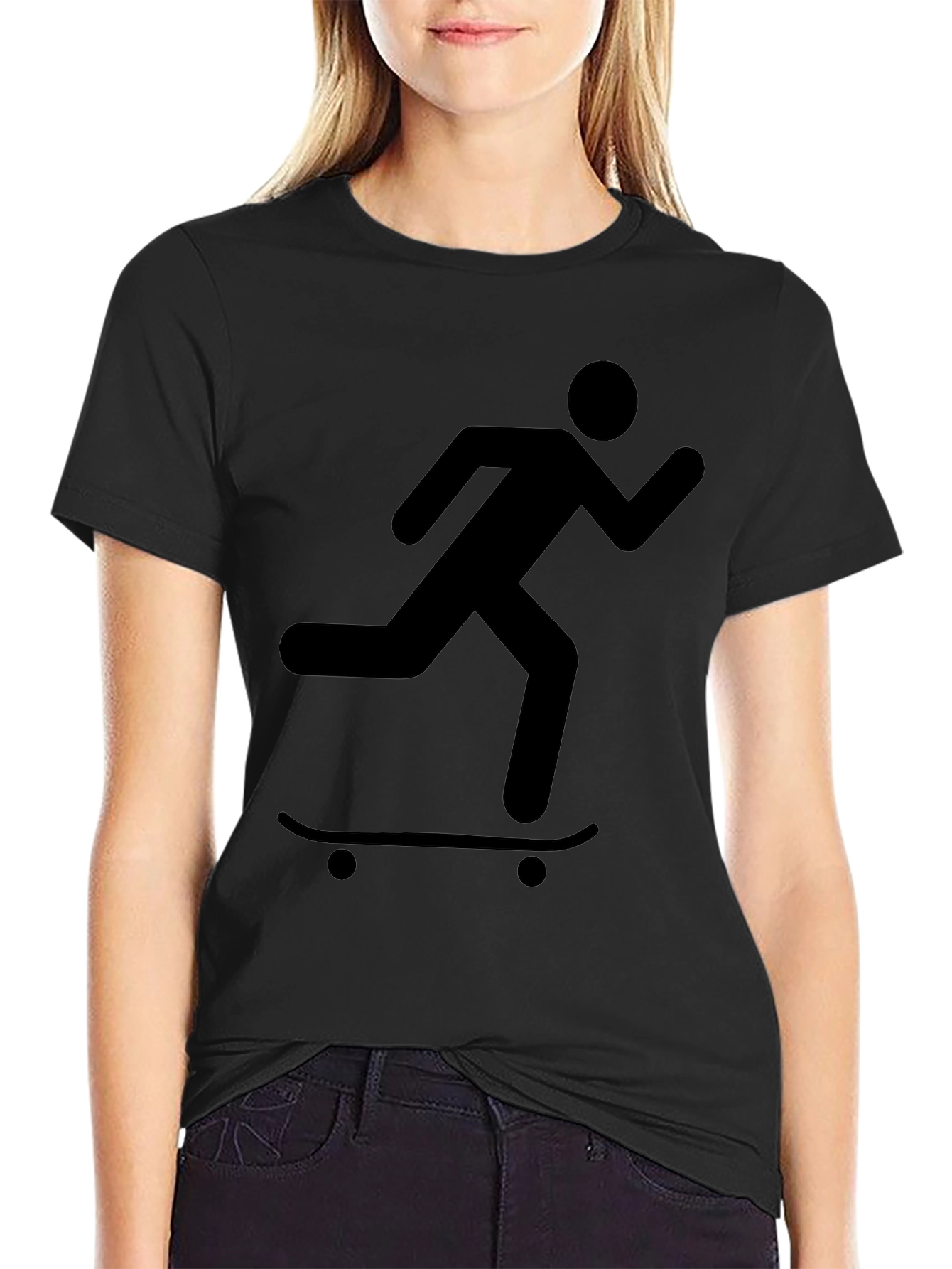 Skateboarder Silhouette Black T-Shirt