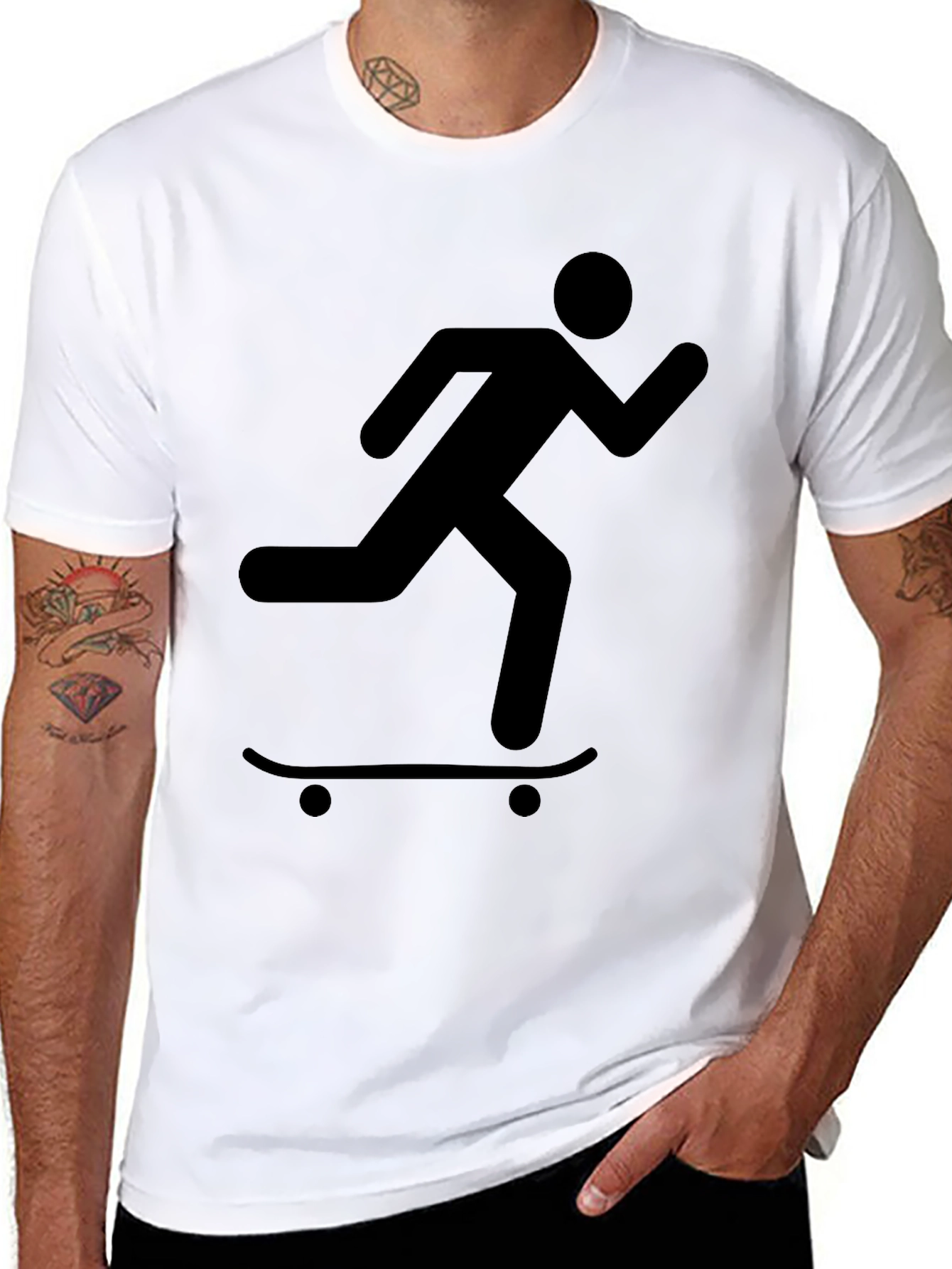 Skateboarder Silhouette Black T-Shirt