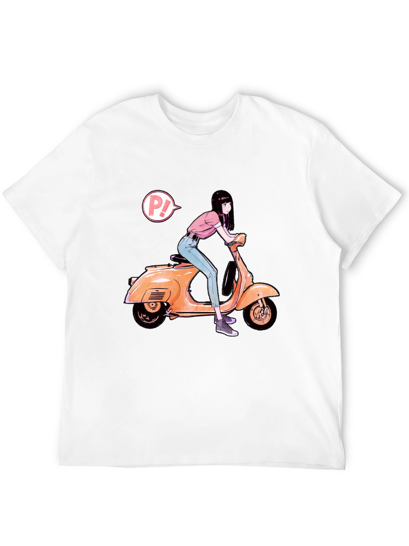 Anime Girl on Scooter Graphic T-Shirt