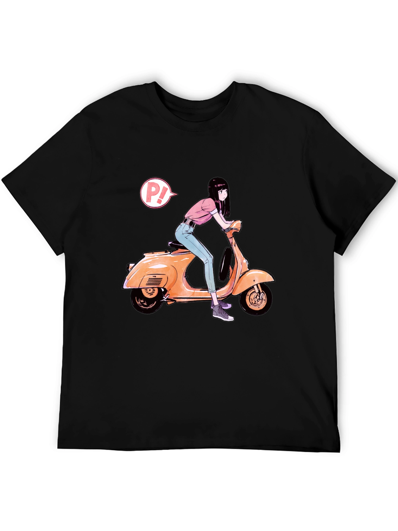 Anime Girl on Scooter Graphic T-Shirt