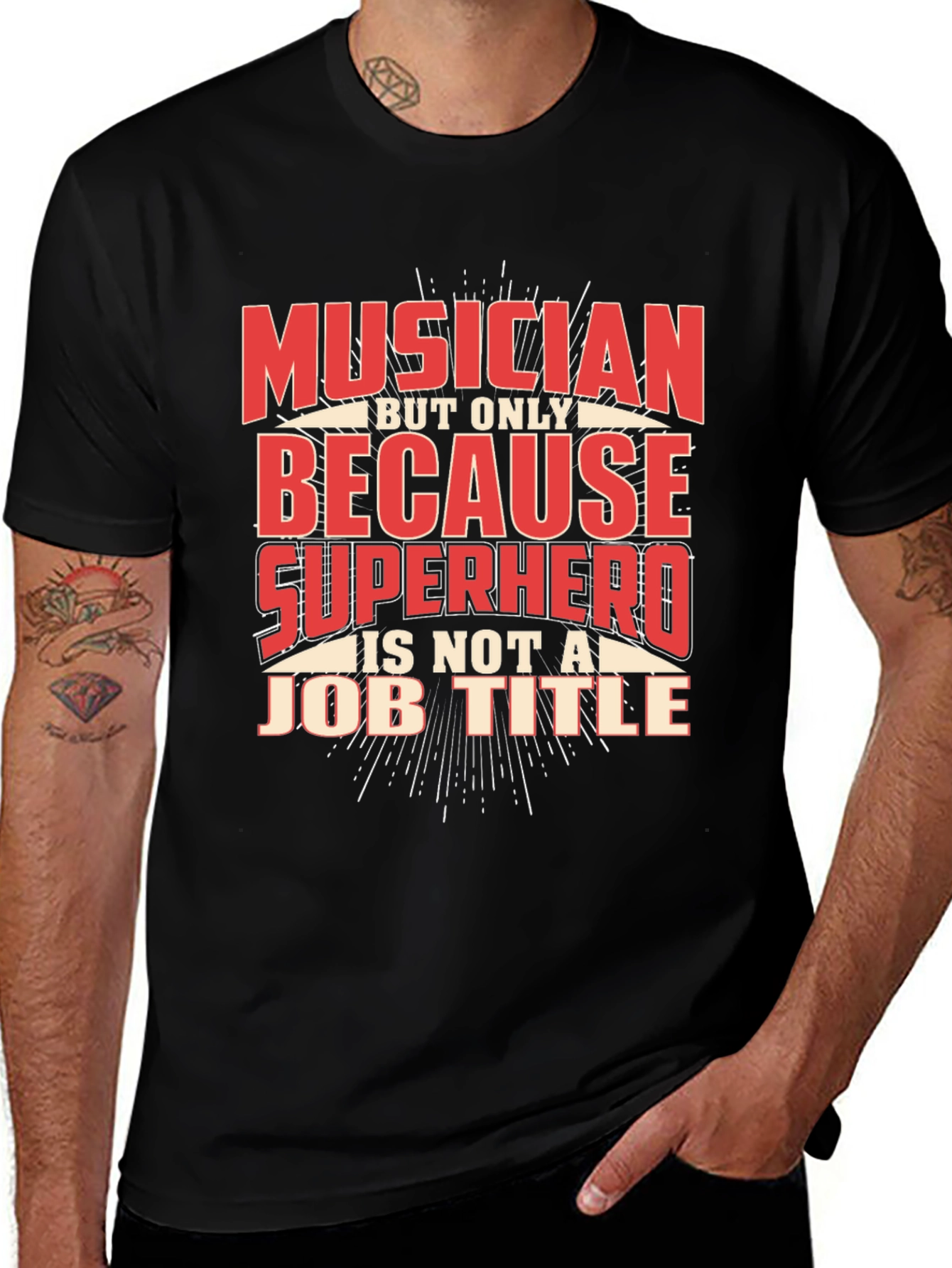 Musician Superhero Graphic Print T-Shirt