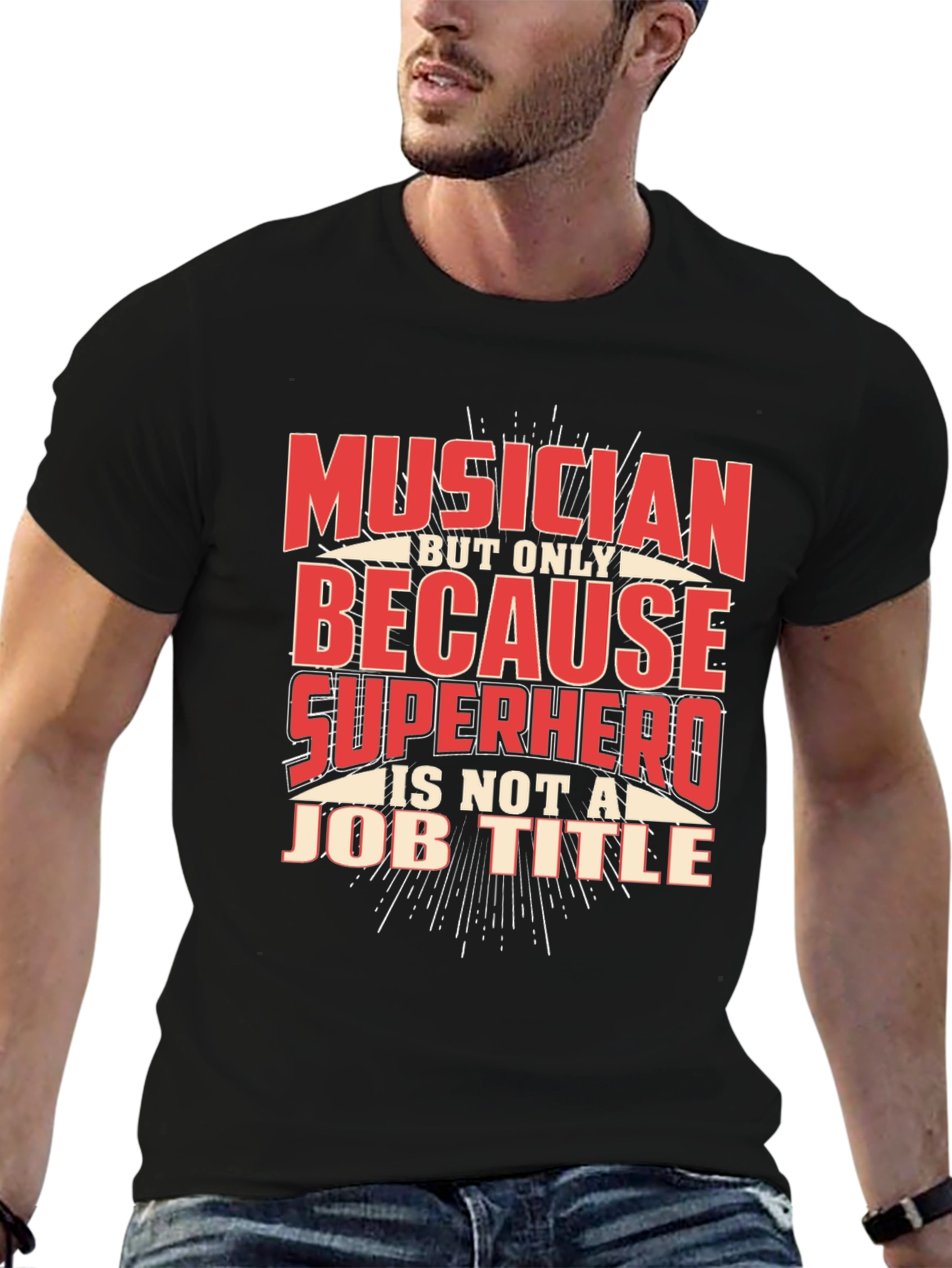 Musician Superhero Graphic Print T-Shirt