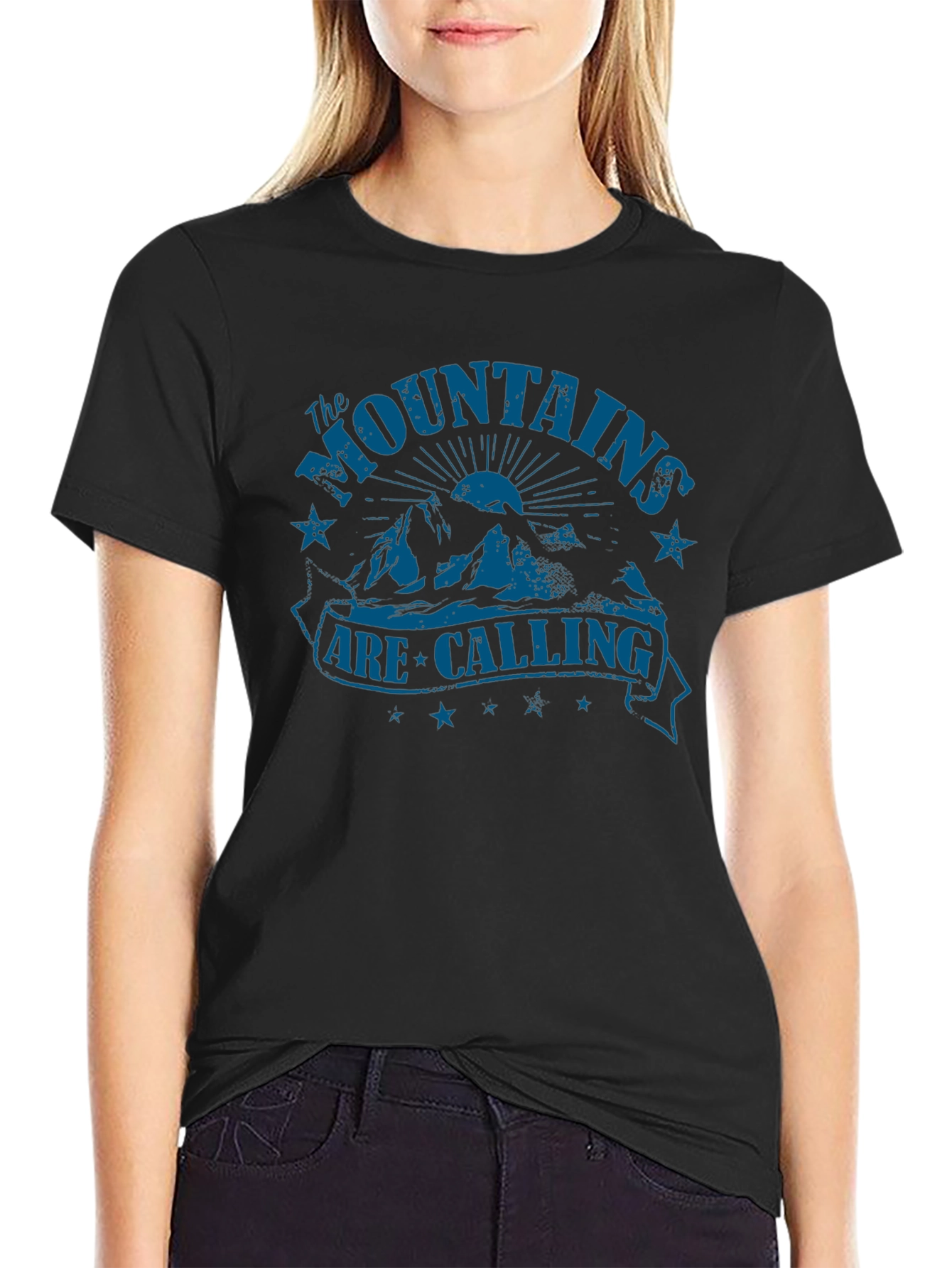 The Mountains Are Calling Black T-Shirt