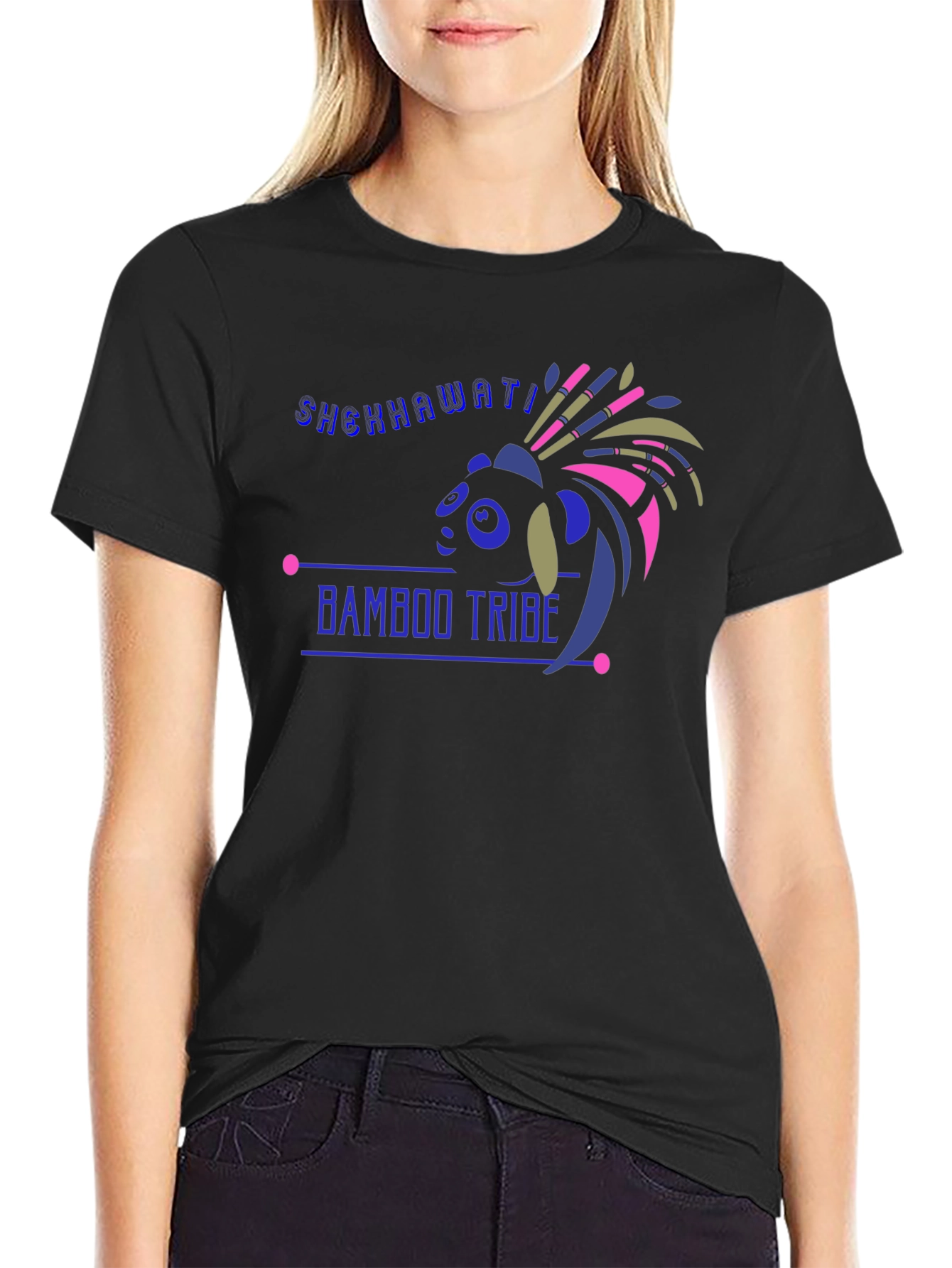 Bamboo Tribe Tee - Black Cotton Graphic T-Shirt