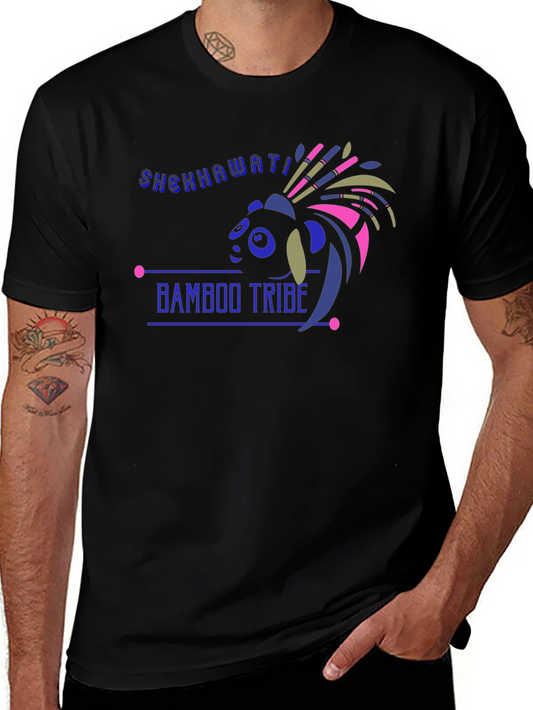Bamboo Tribe Tee - Black Cotton Graphic T-Shirt