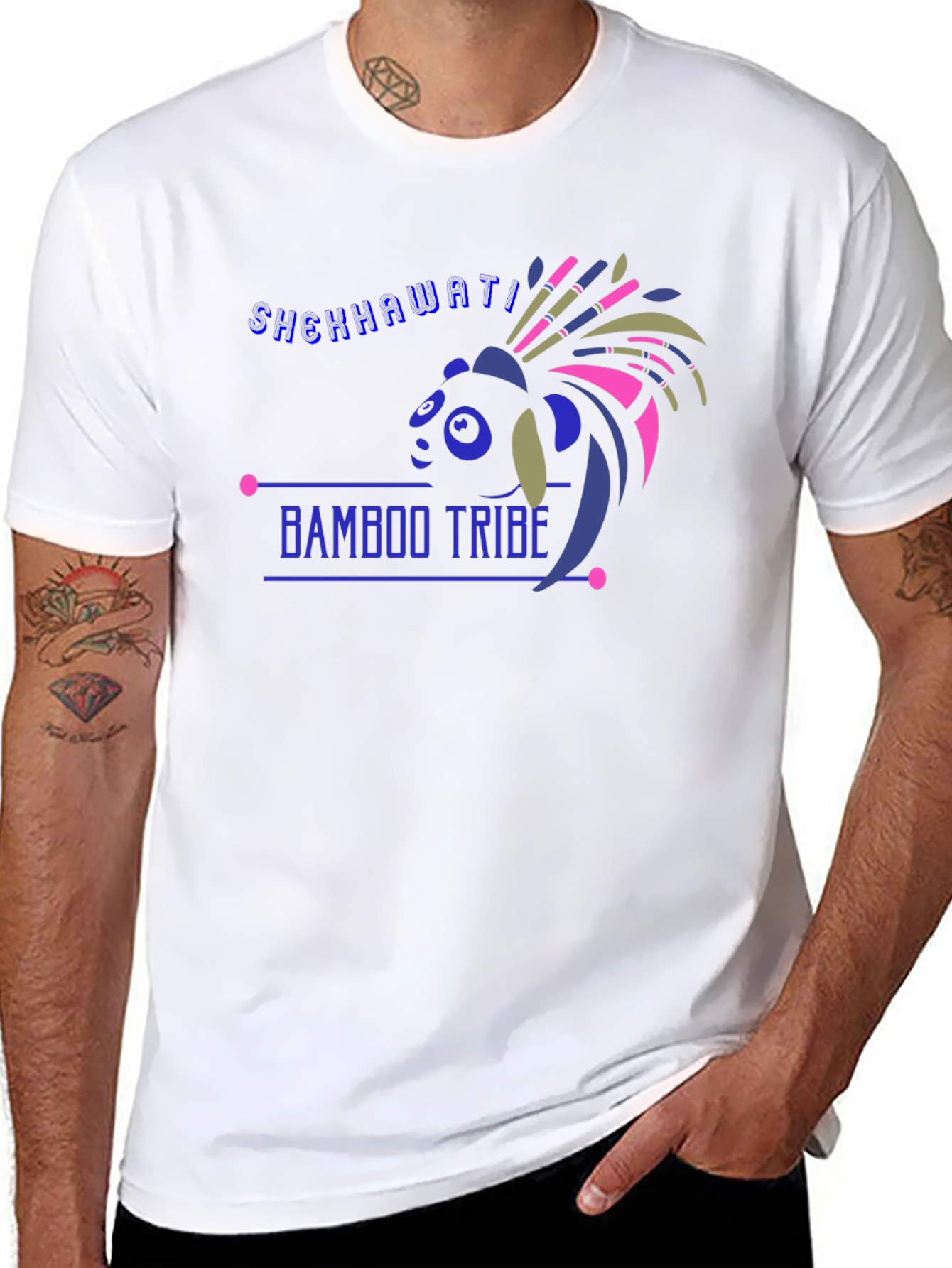 Bamboo Tribe Tee - Black Cotton Graphic T-Shirt