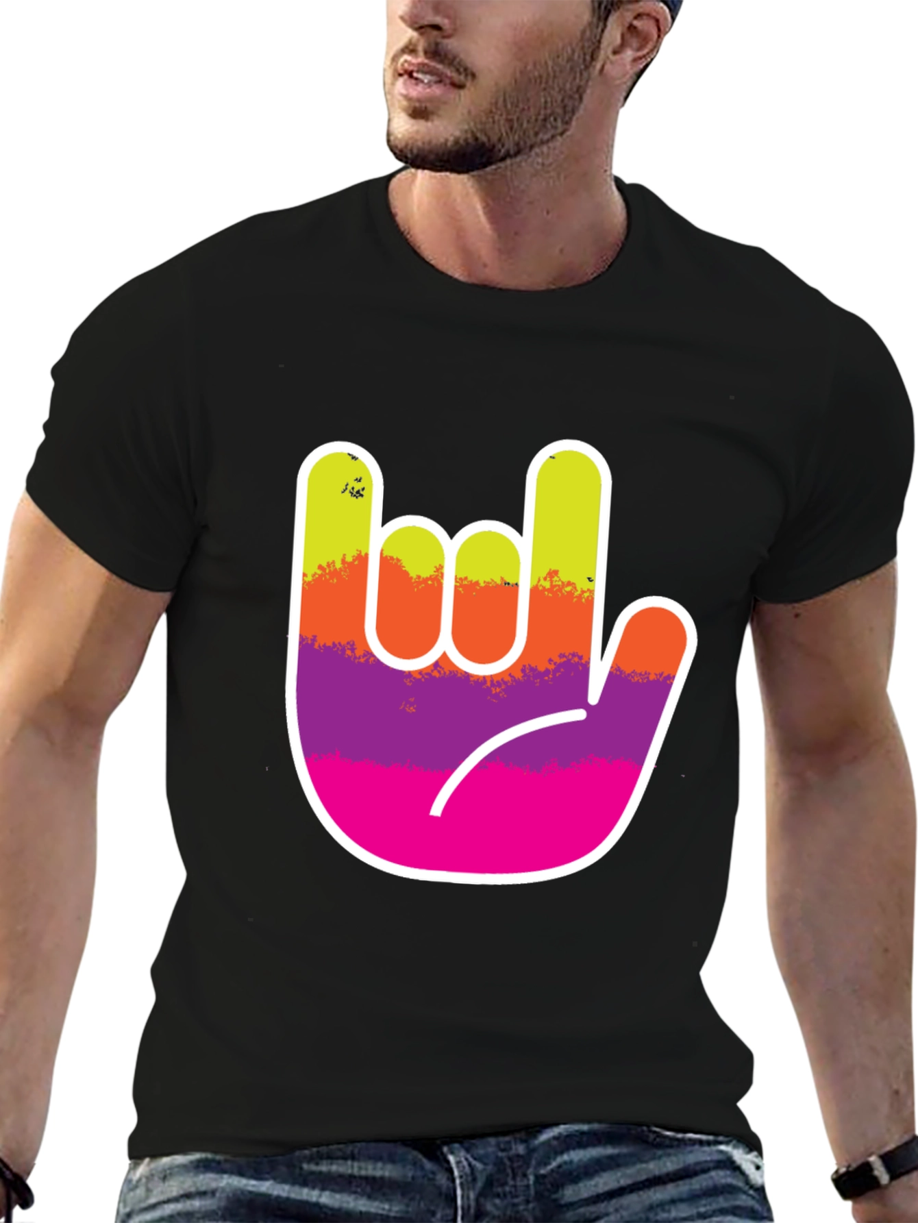 Rock On Hand Graphic Tee - Black