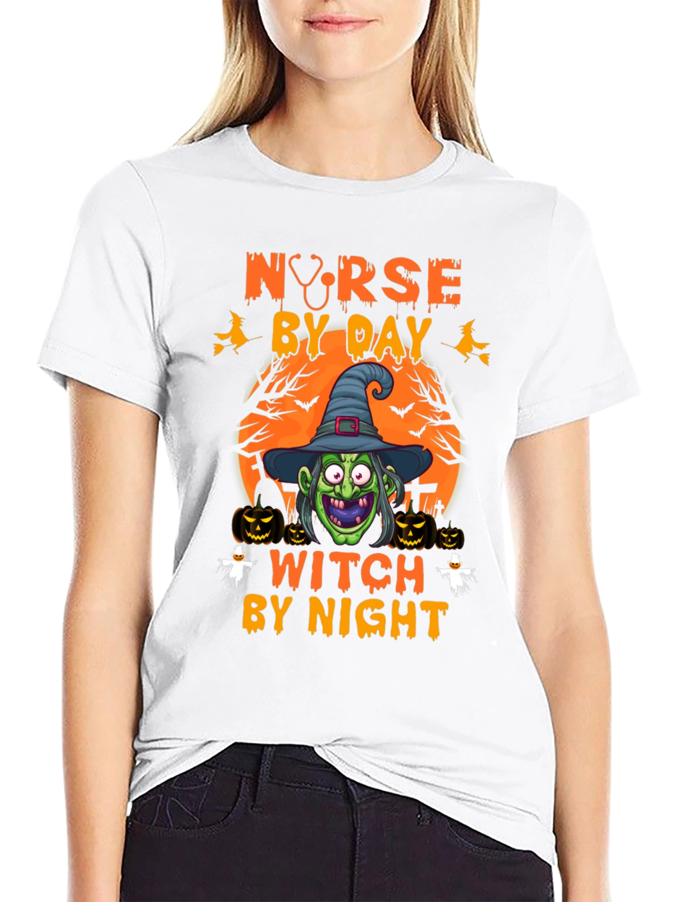 Nurse by Day Witch by Night Halloween T-Shirt
