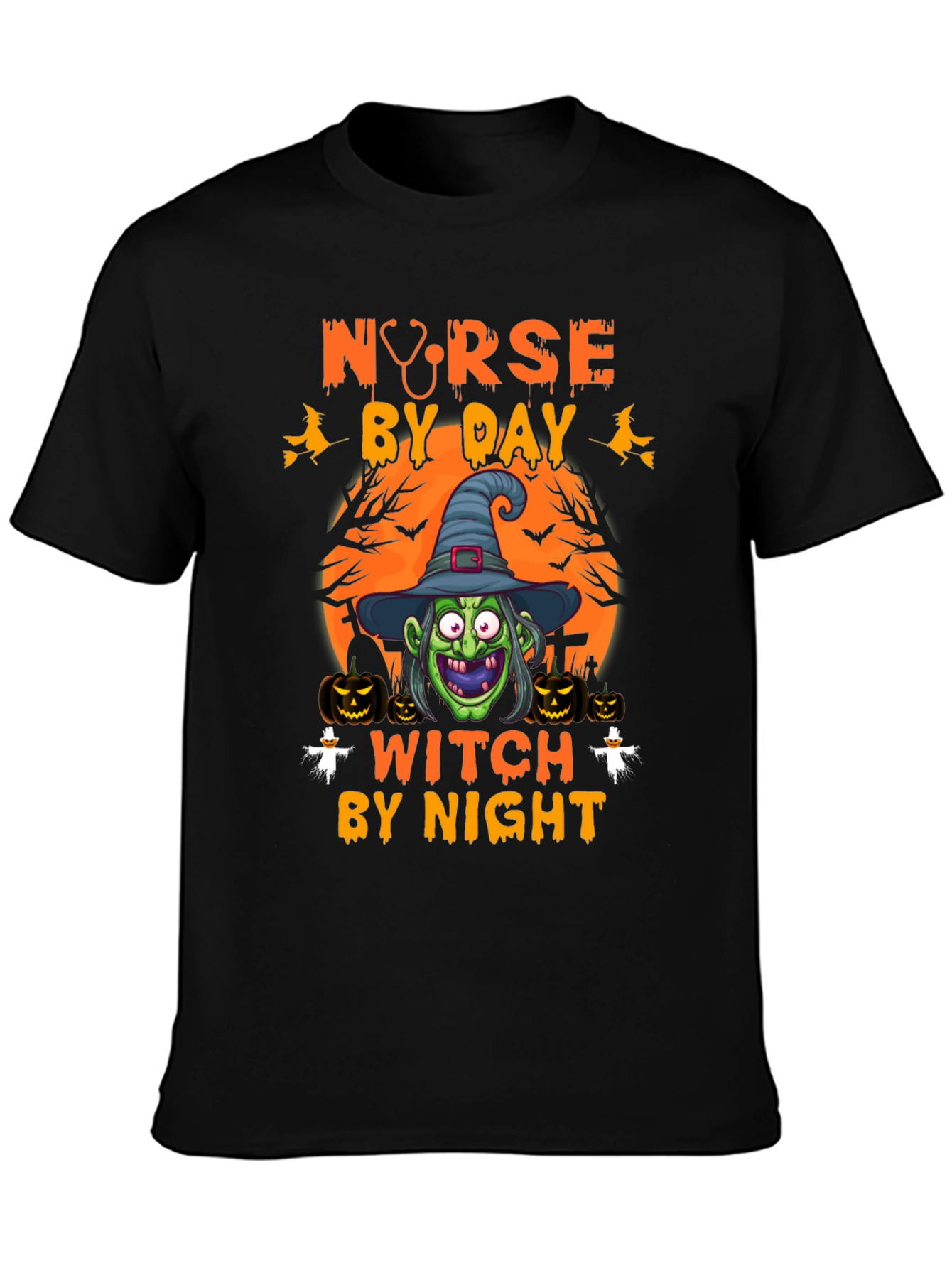 Nurse by Day Witch by Night Halloween T-Shirt