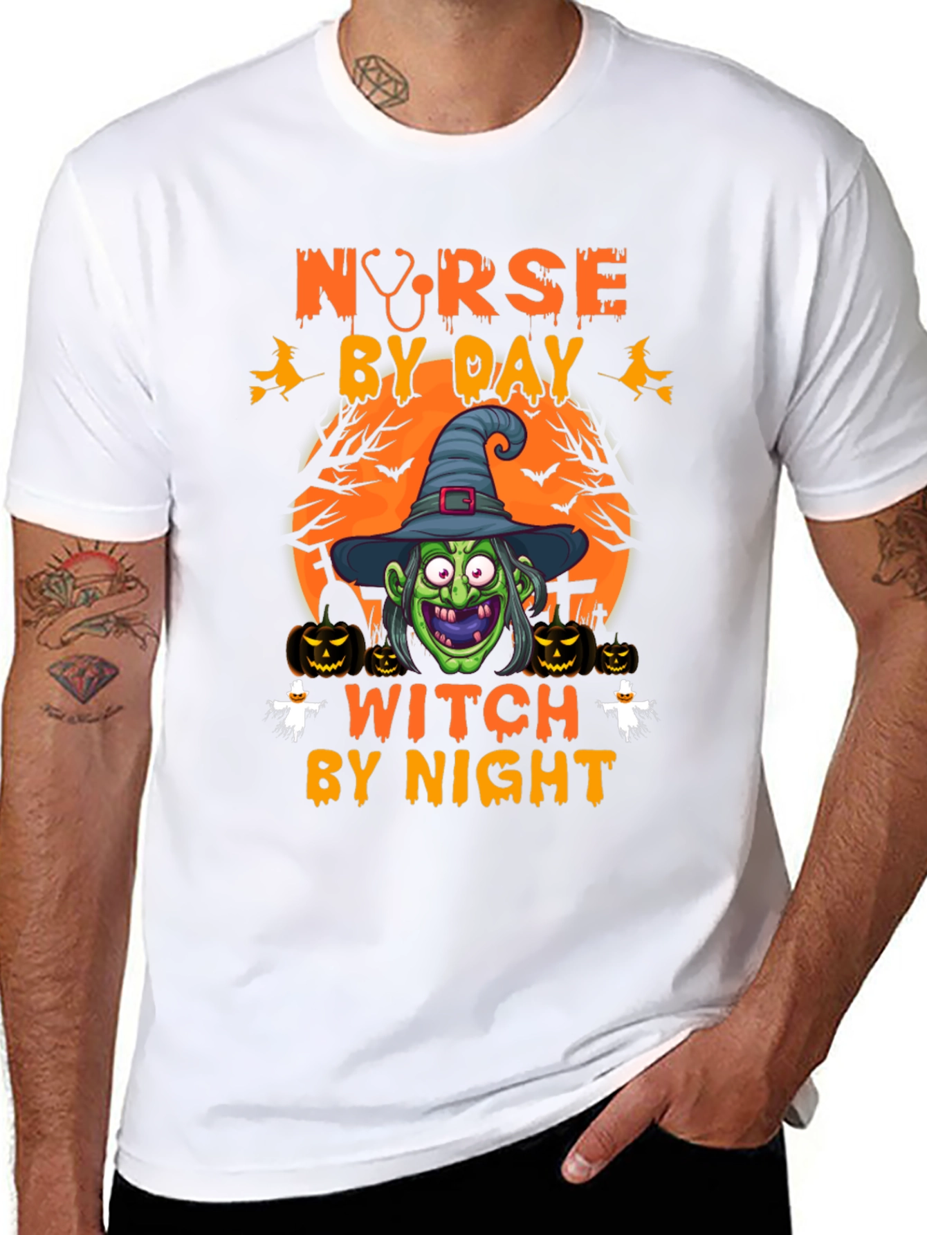Nurse by Day Witch by Night Halloween T-Shirt