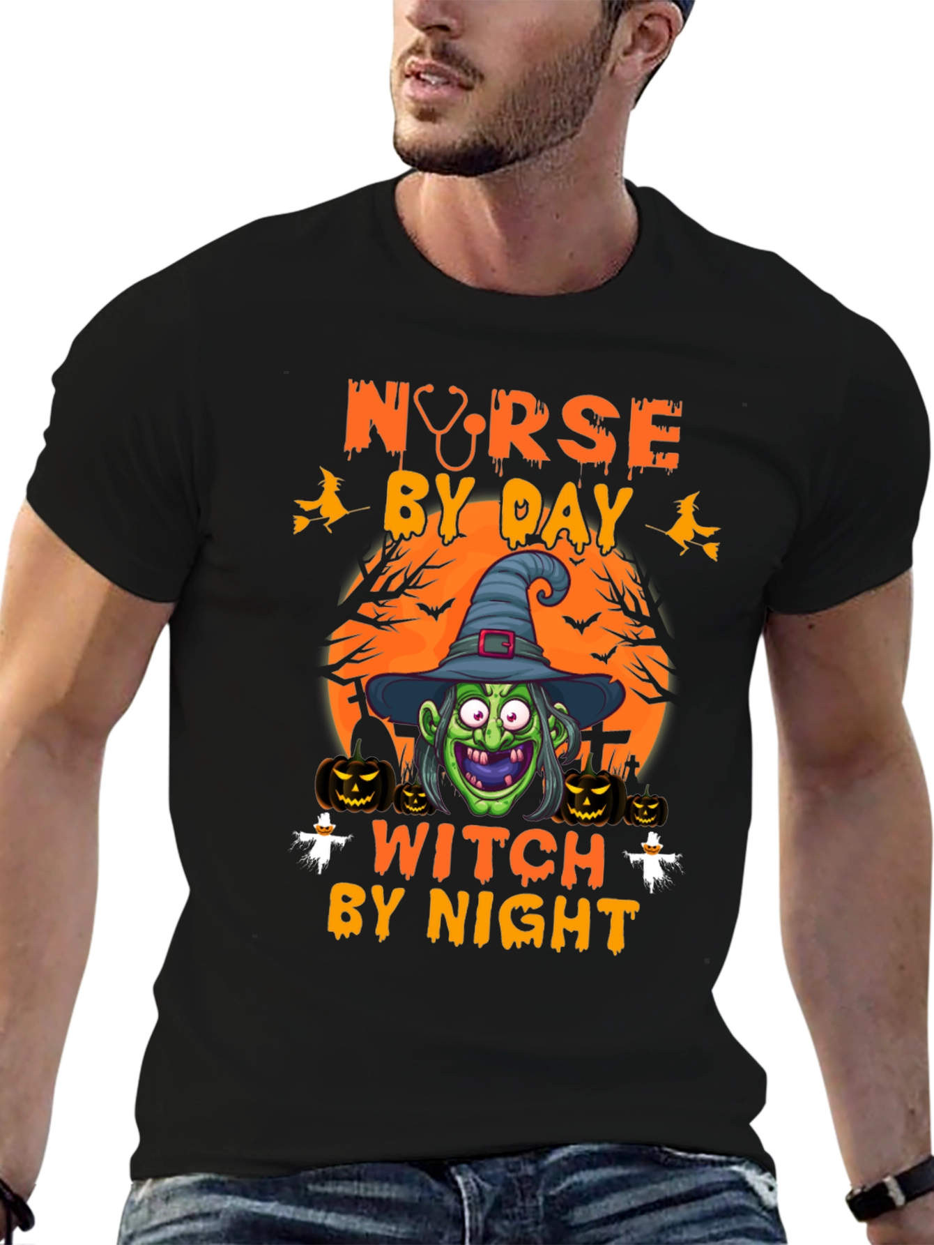 Nurse by Day Witch by Night Halloween T-Shirt