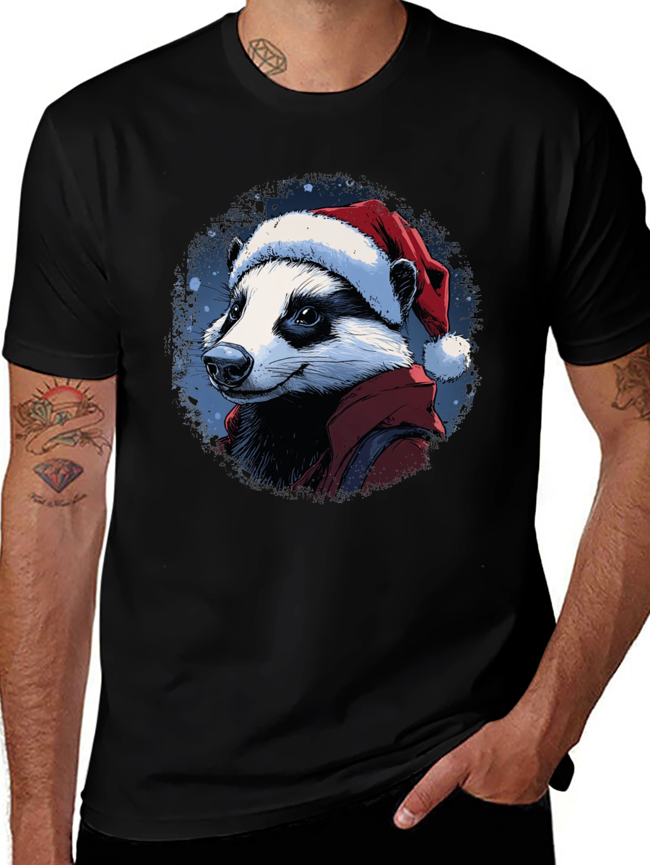 Festive Badger T-Shirt - Holiday Apparel